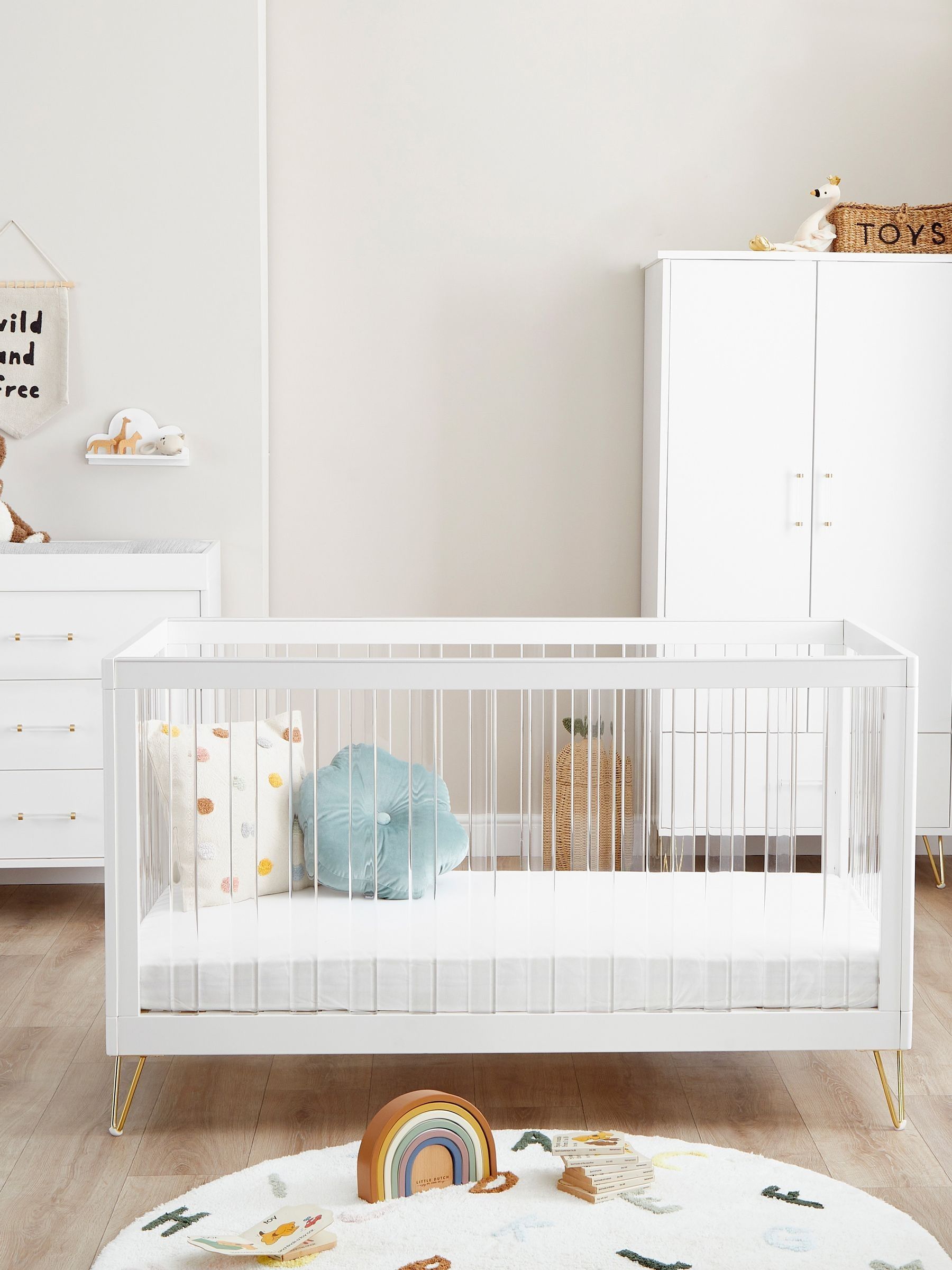 Babymore Acrylic Kimi XL Acrylic 3 Piece Nursery Furniture Set - Image 2 of 5