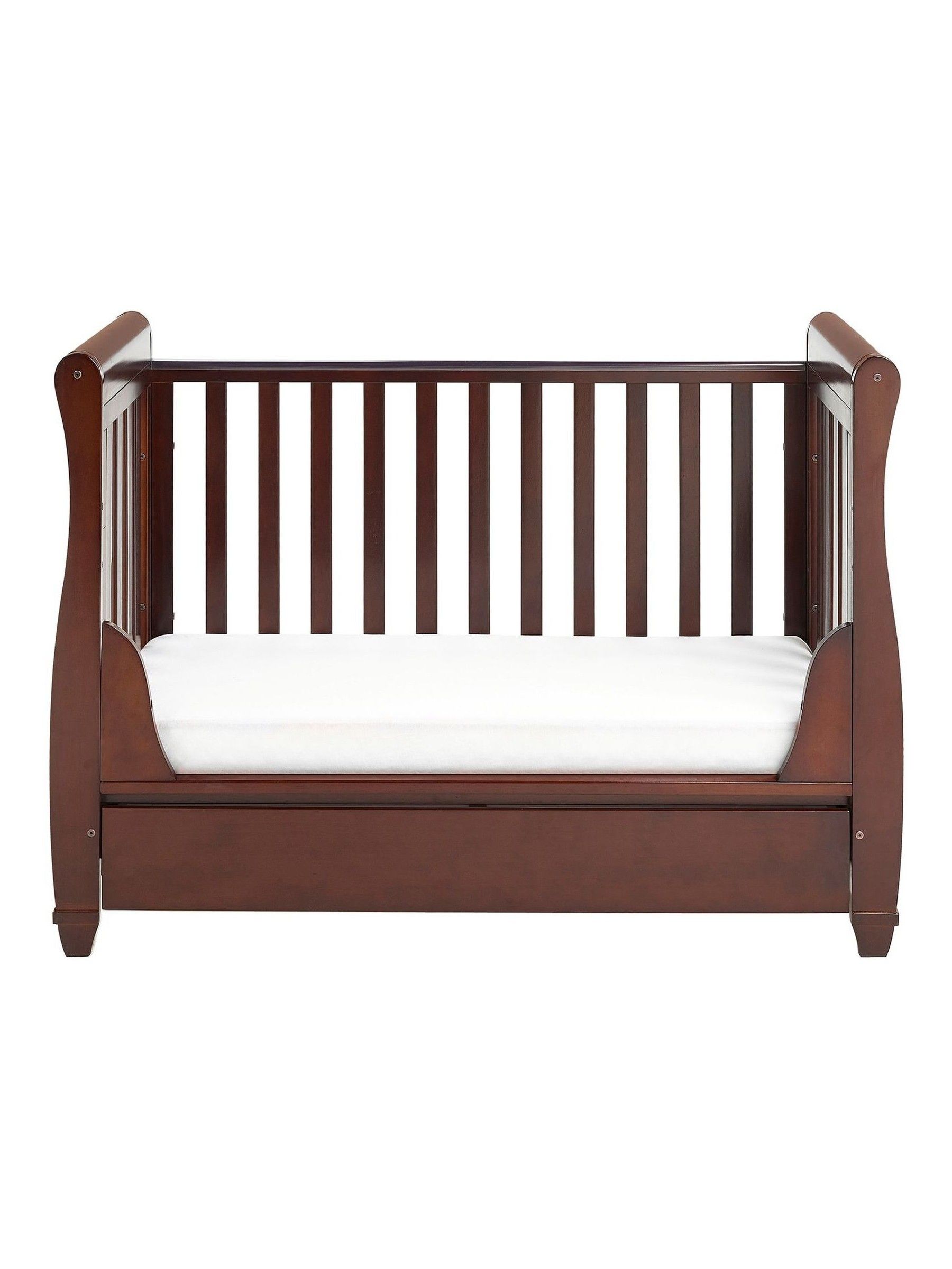Babymore Brown Eva Sleigh Cot Bed Dropside with Drawer - Image 3 of 5