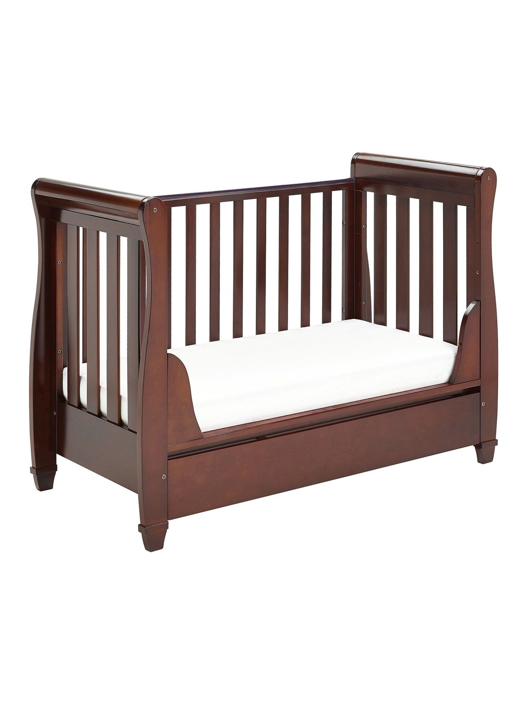 Babymore Brown Eva Sleigh Cot Bed Dropside with Drawer - Image 4 of 5