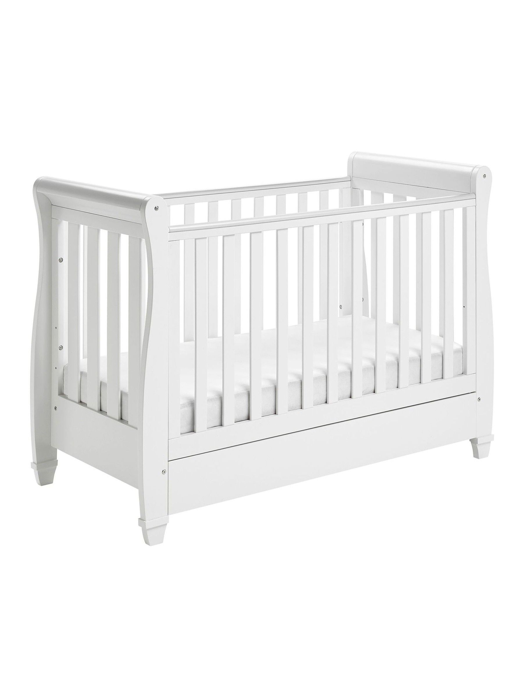 Babymore White Eva Sleigh Cot Bed Dropside with Drawer - Image 5 of 5