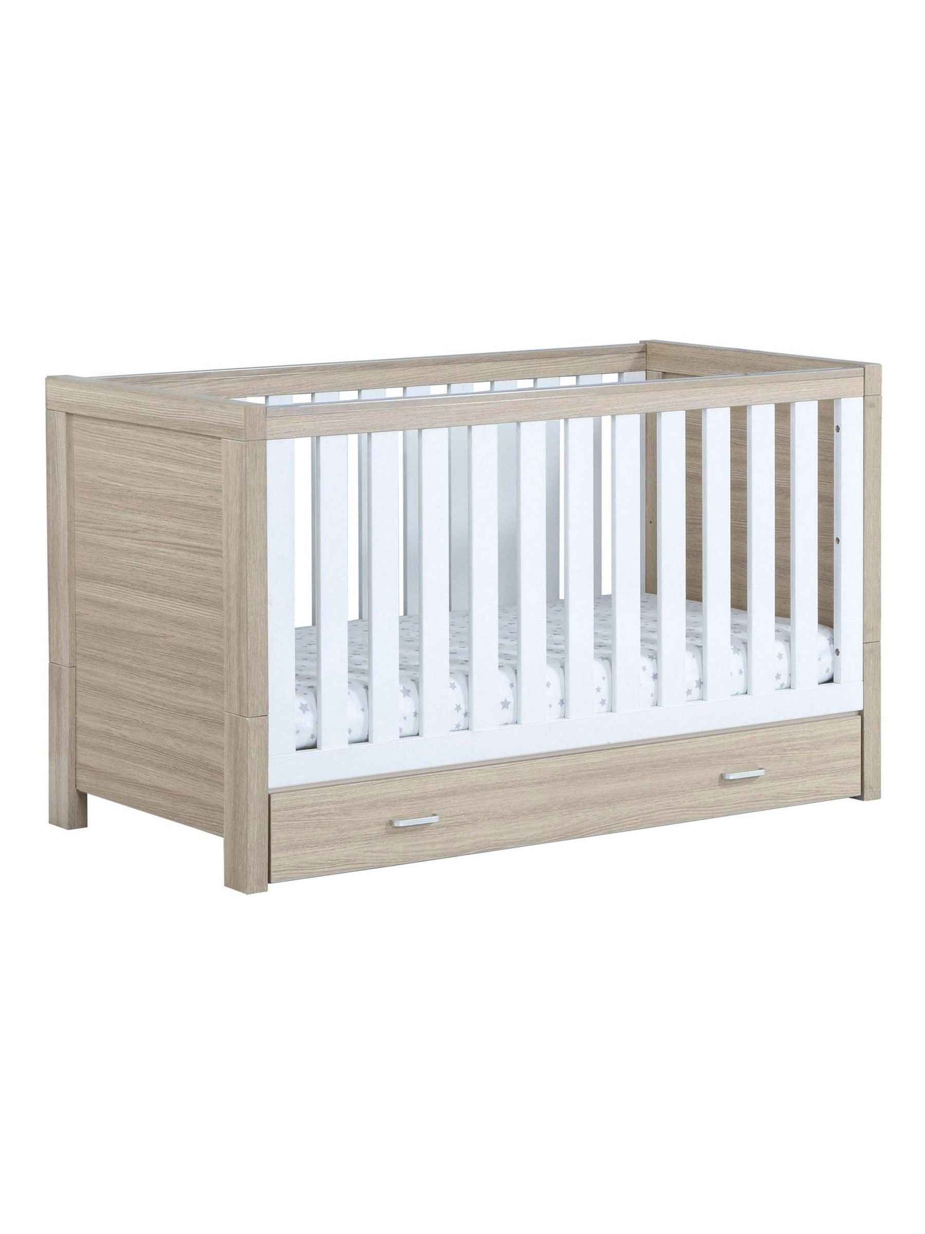 Babymore Oak White Luno Cot Bed With Drawer - Image 5 of 5