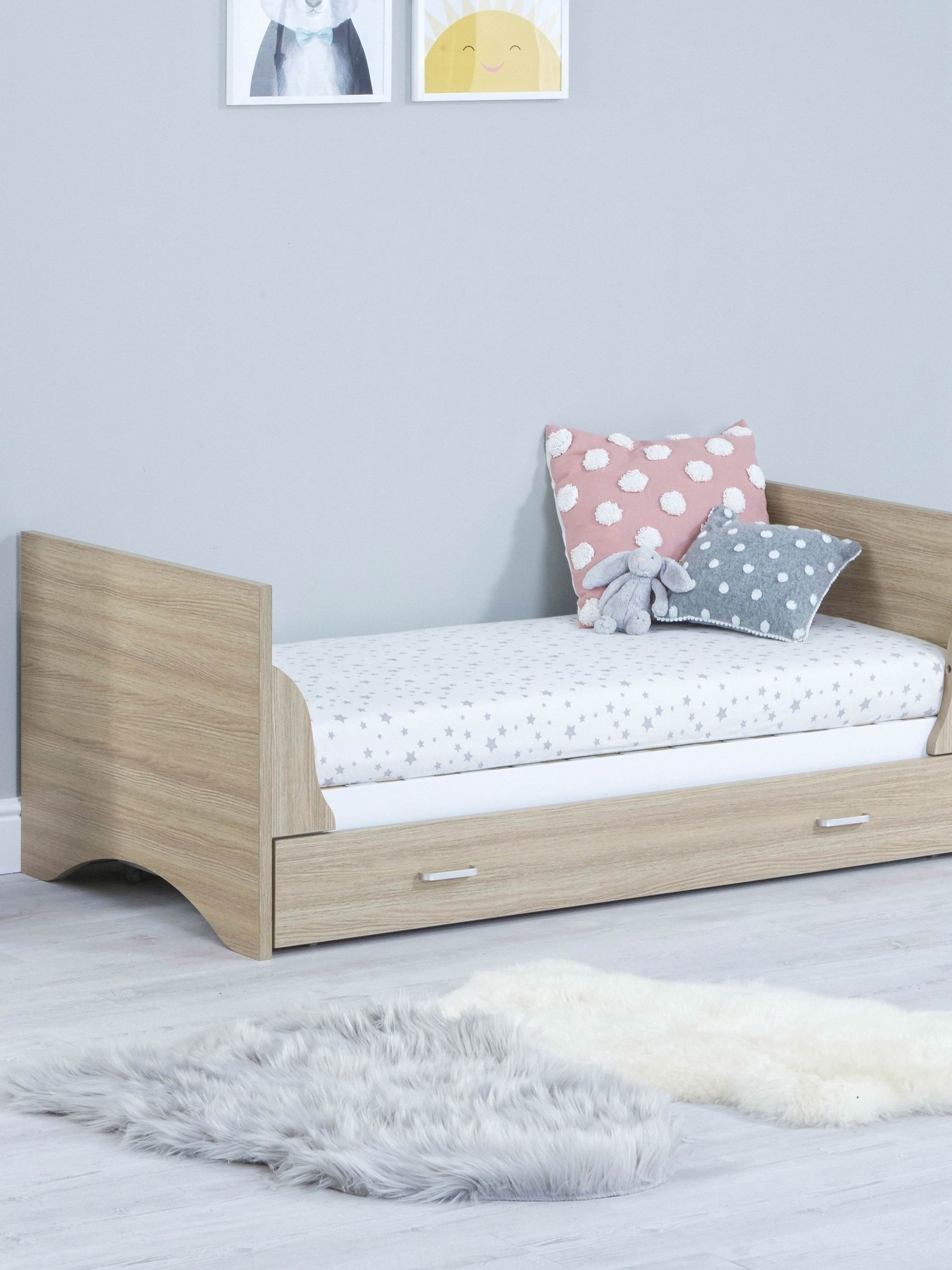 Babymore Oak White Veni Cot Bed With Drawer - Image 3 of 5