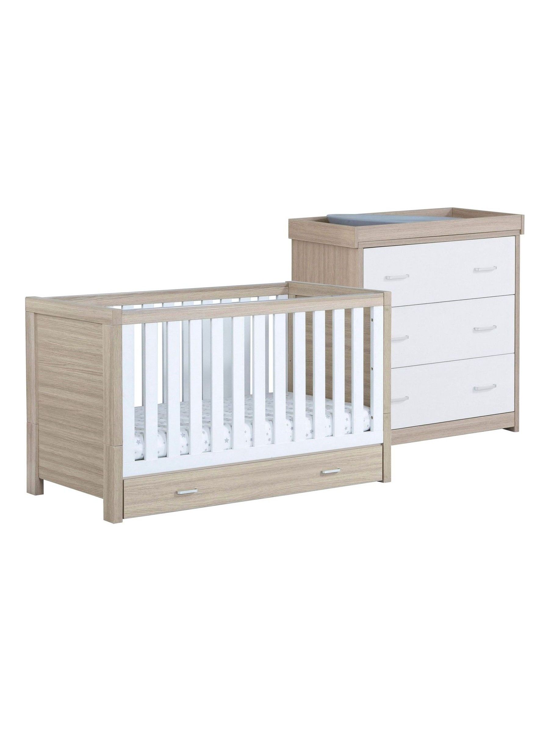 Babymore Oak White 2 Piece Luno Furniture Set with Drawer - Image 4 of 4