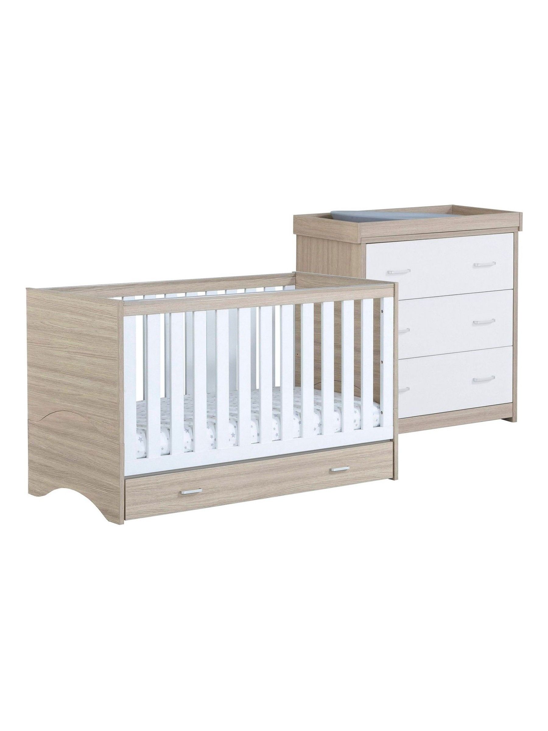 Babymore Oak White 2 Piece Veni Furniture Set with Drawer - Image 5 of 5
