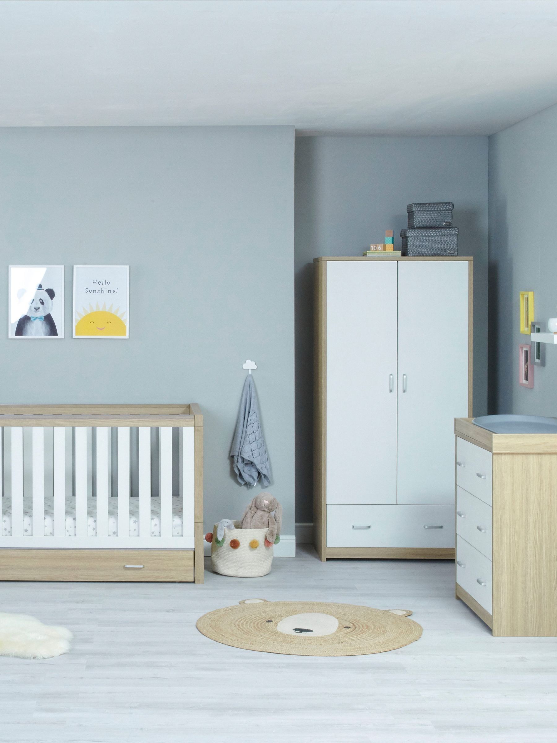 Babymore Oak White Luno 3 Piece Furniture Set with Drawer - Image 2 of 6