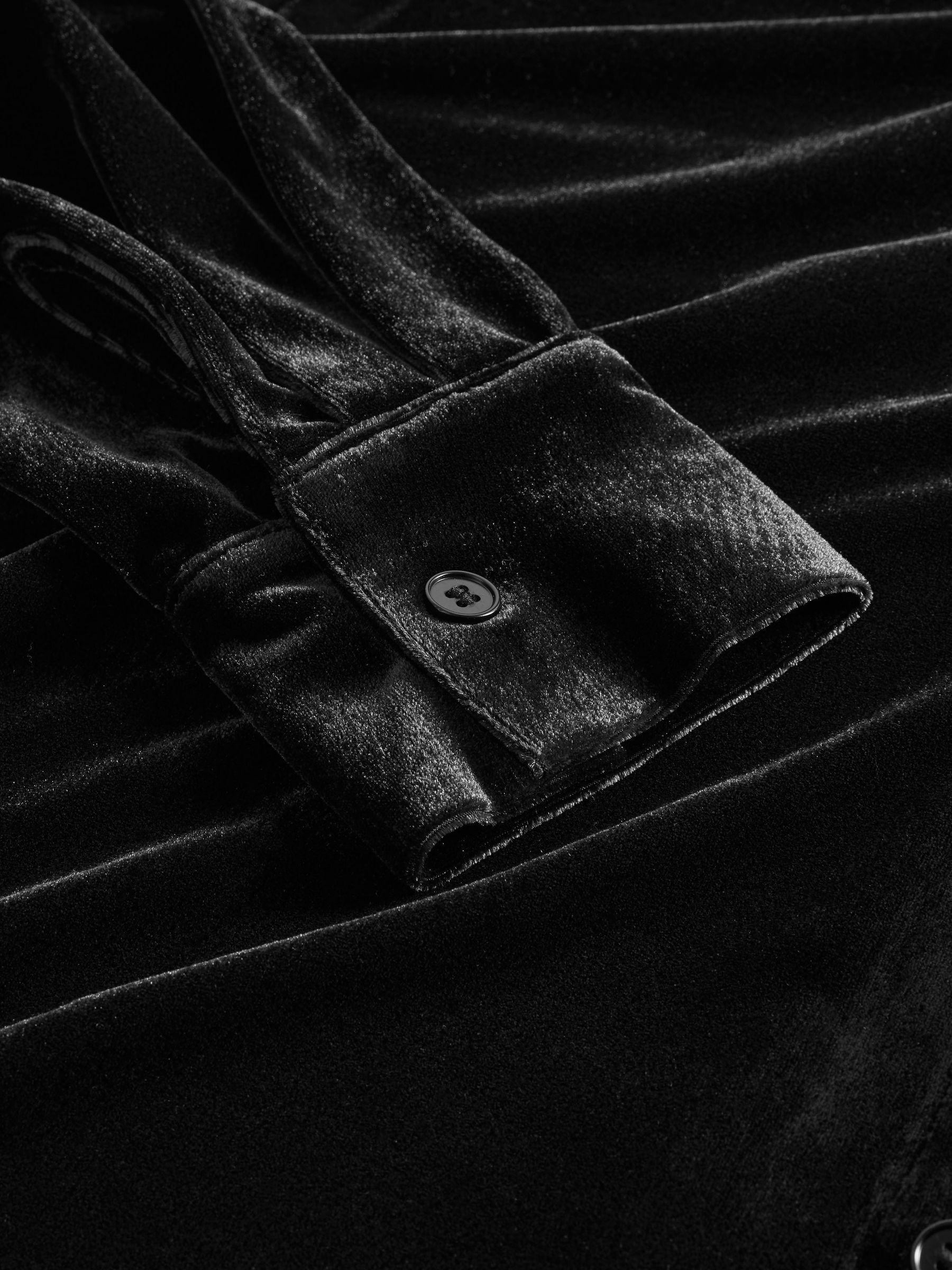 Black 2 Piece Velvet Shirt and Trousers Set - Image 6 of 6 Black 2 Piece Velvet Shirt and Trousers Set - Image 6 of 6