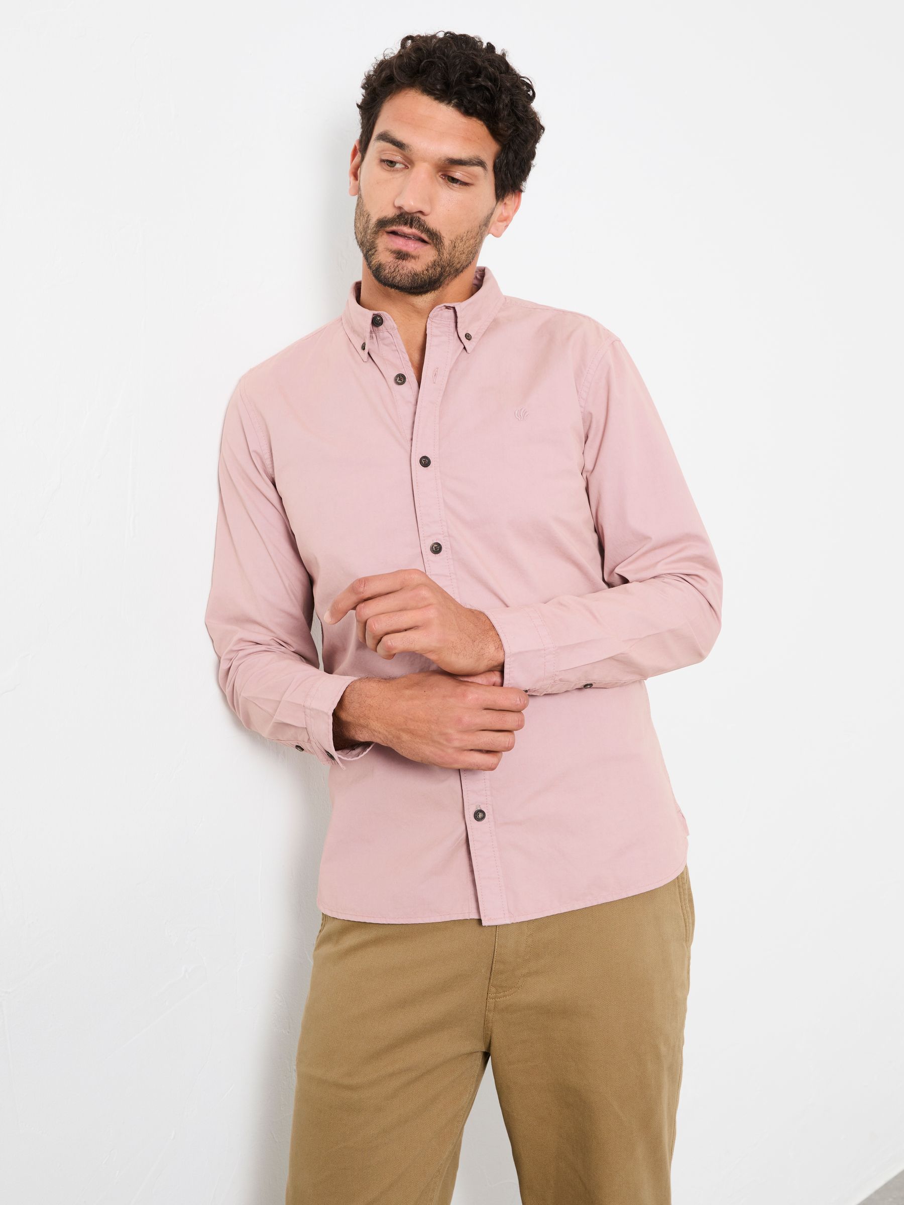 Marlow Pale Pink Long Sleeve Plain Shirt - Image 1 of 5