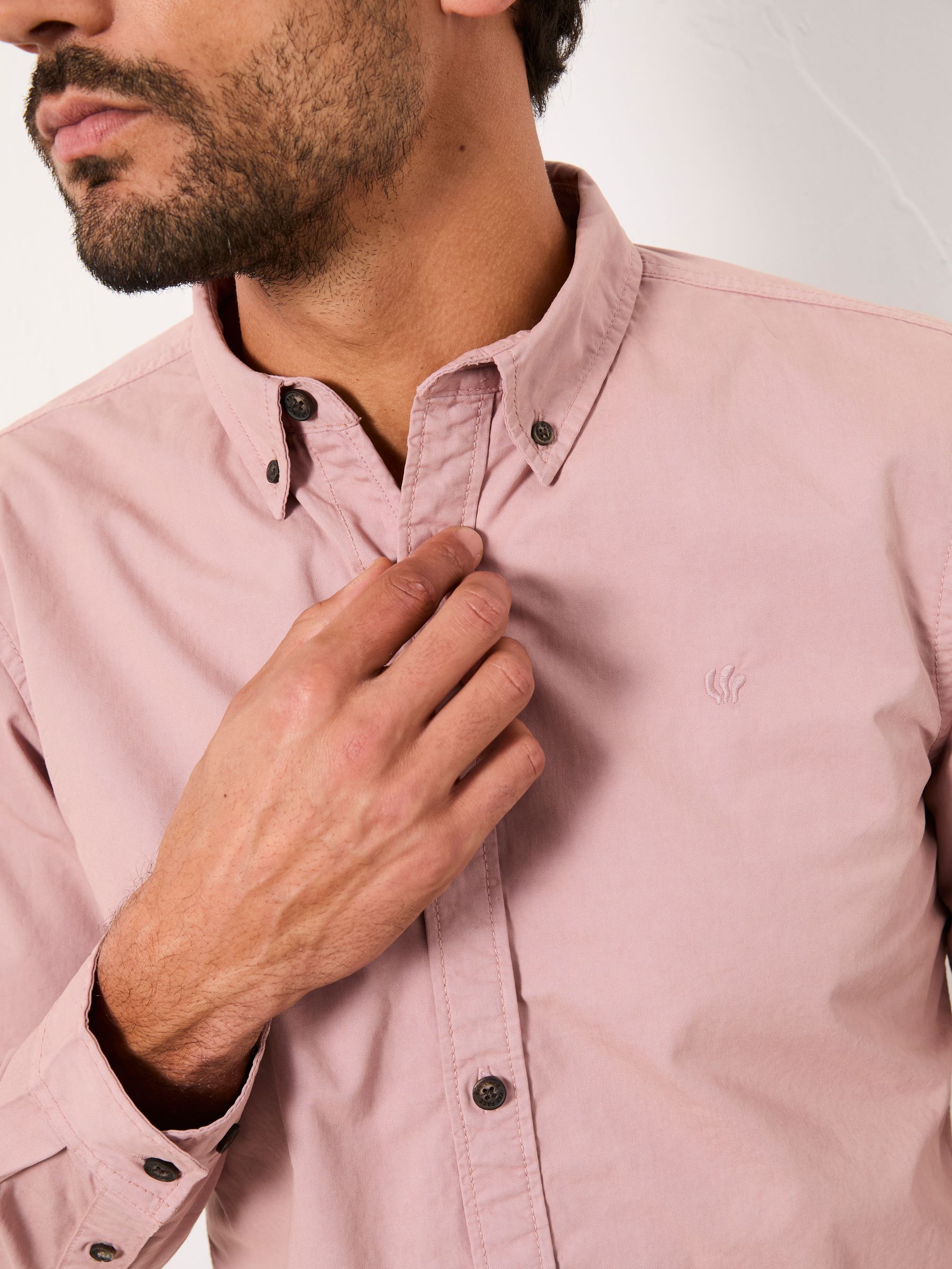 Marlow Pale Pink Long Sleeve Plain Shirt - Image 4 of 5