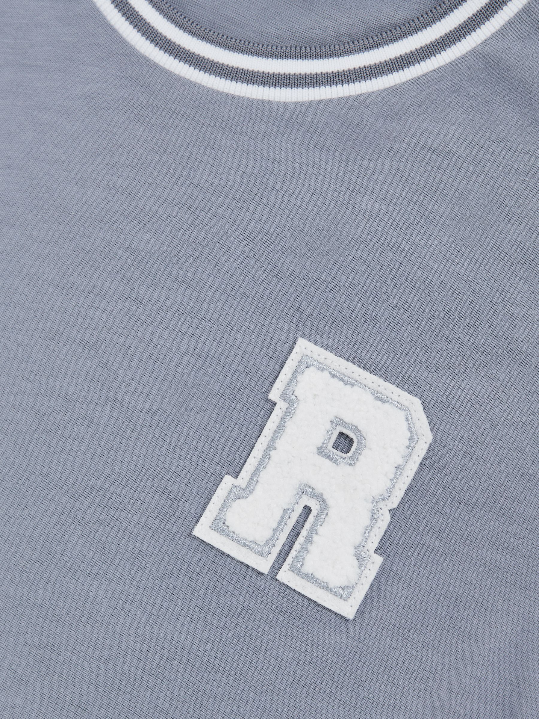 3-9 yrs Cotton Letter Patch T-Shirt in Airforce Blue - Image 4 of 4