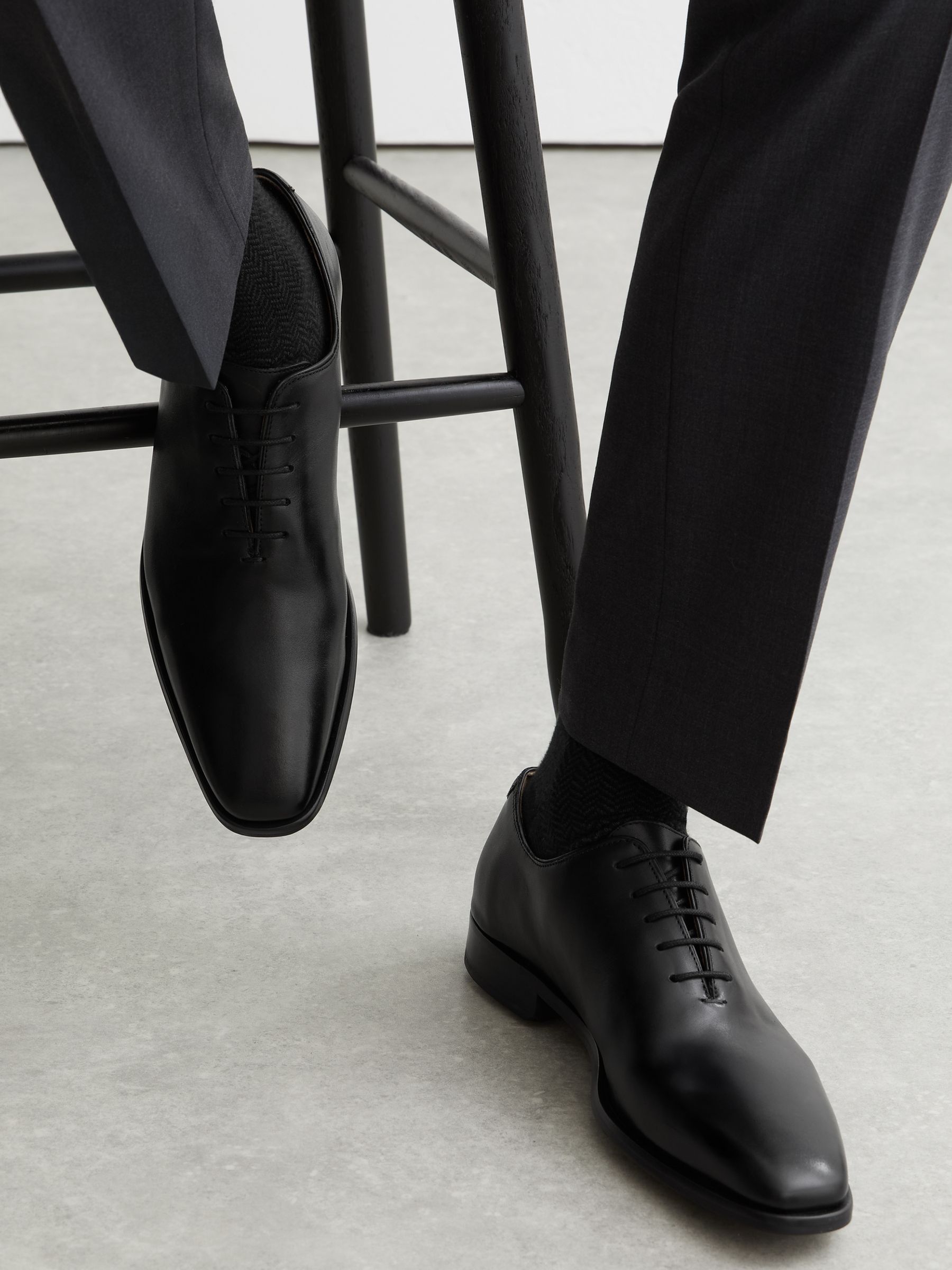 Leather Lace-Up Oxford Shoes in Black - image 1