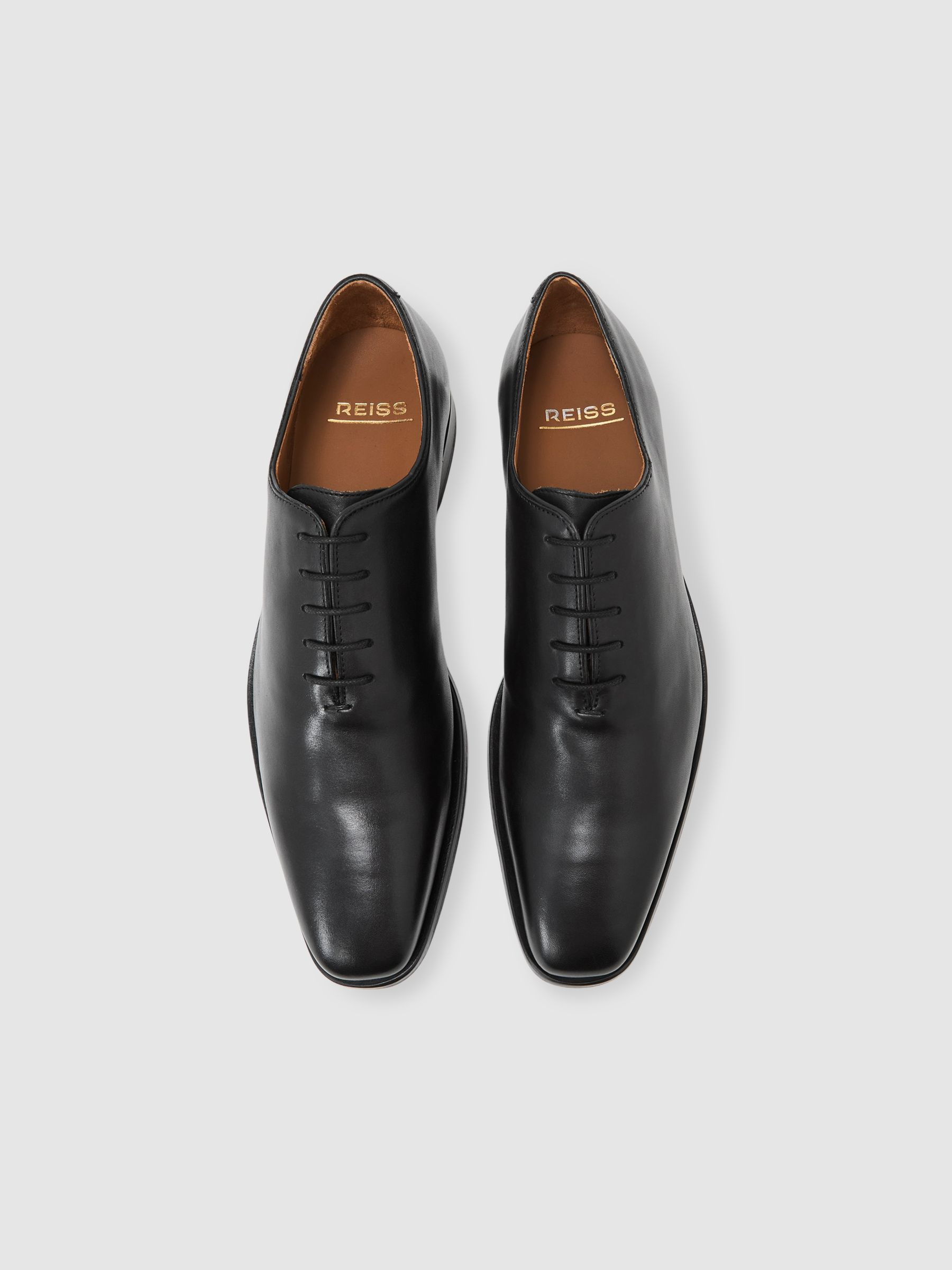Leather Lace-Up Oxford Shoes in Black - image 4