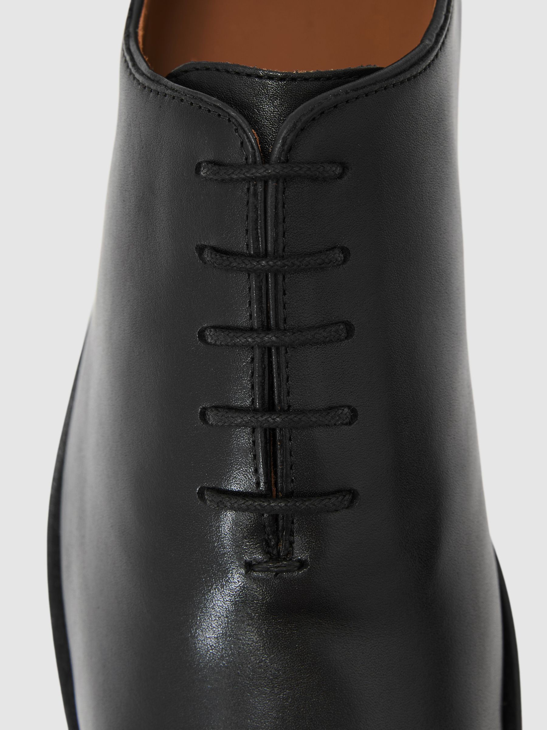 Leather Lace-Up Oxford Shoes in Black - image 3