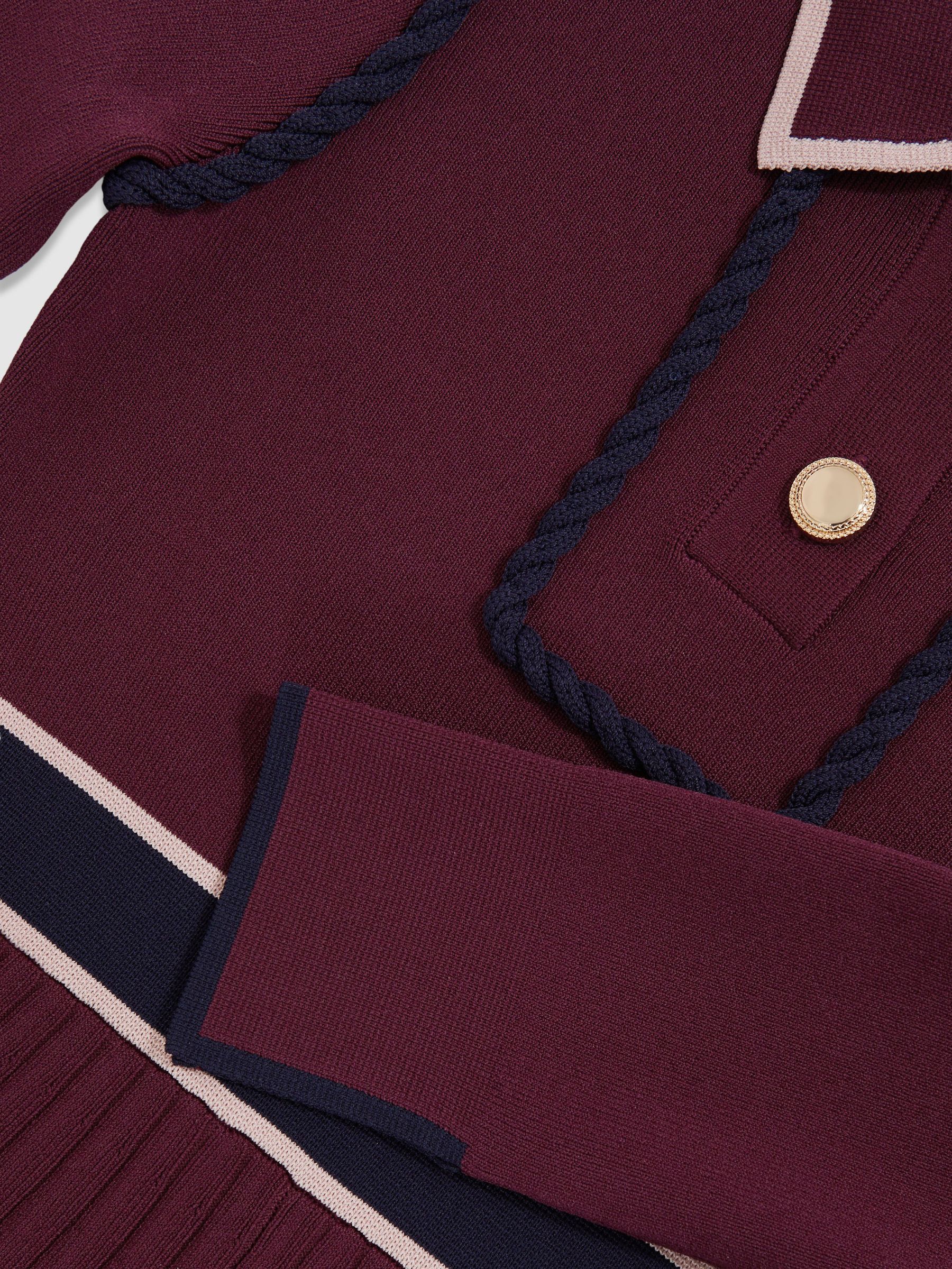 13-14 yrs Piped Knitted Skater Dress in Berry - Image 5 of 5