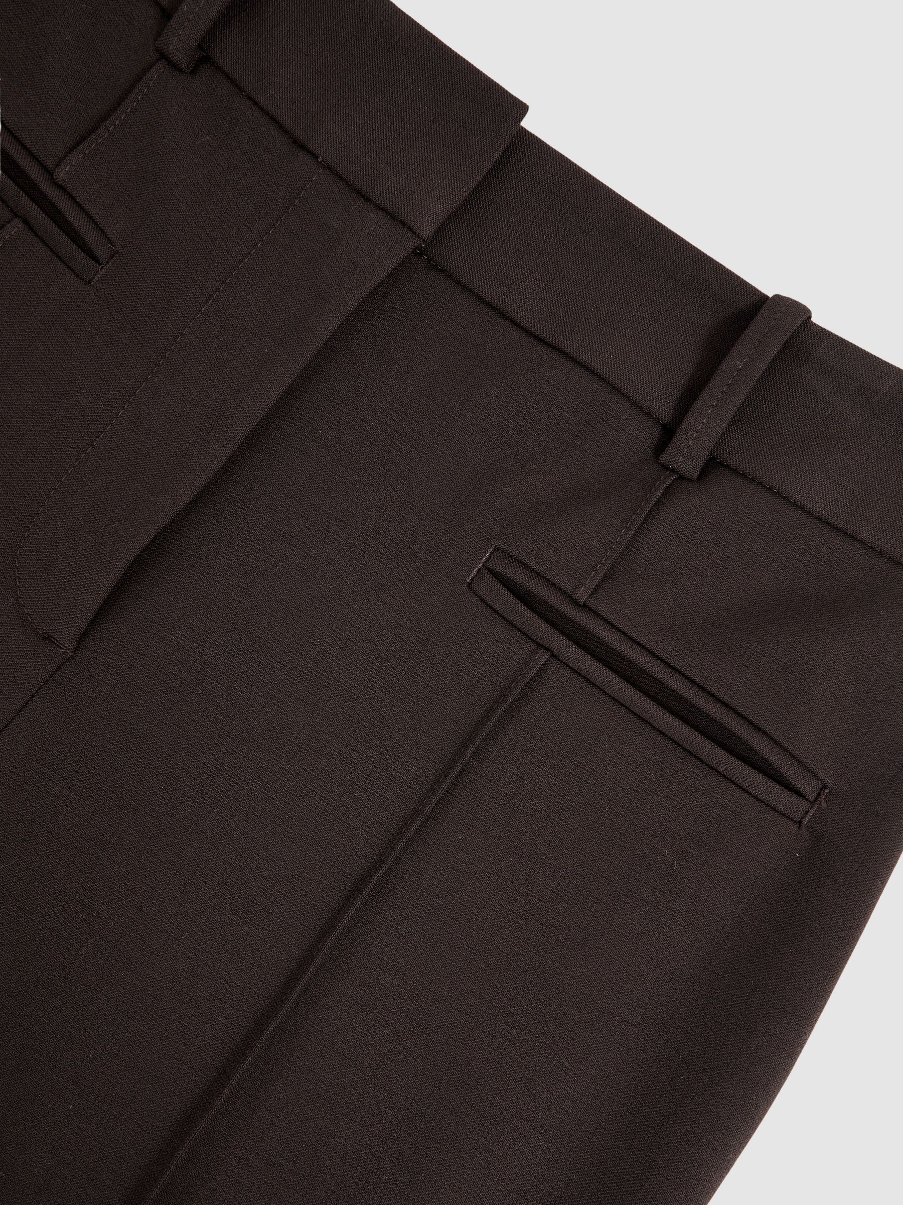 Petite Pintuck Tapered Trousers in Chocolate Brown - Image 7 of 8
