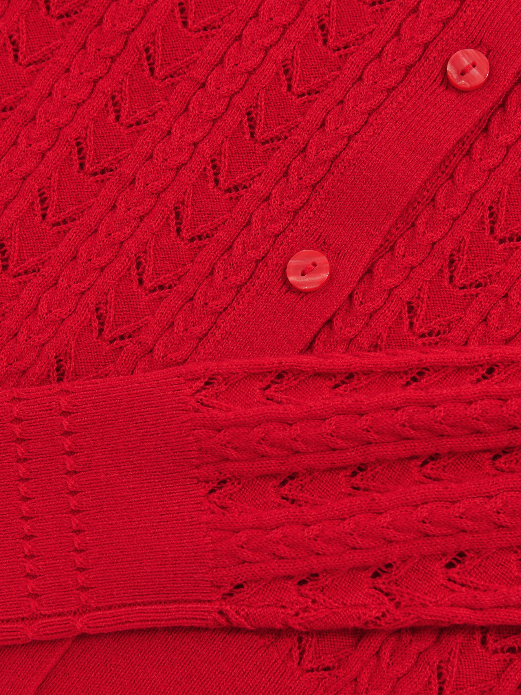 13-14 yrs Wool-Cotton Pointelle Cardigan in Red - Image 5 of 5