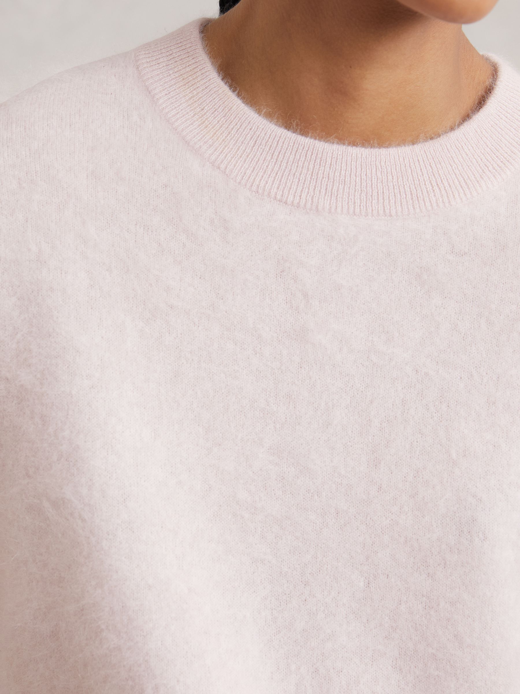 Brushed Cashmere Crew Neck Jumper in Pink - Image 3 of 6
