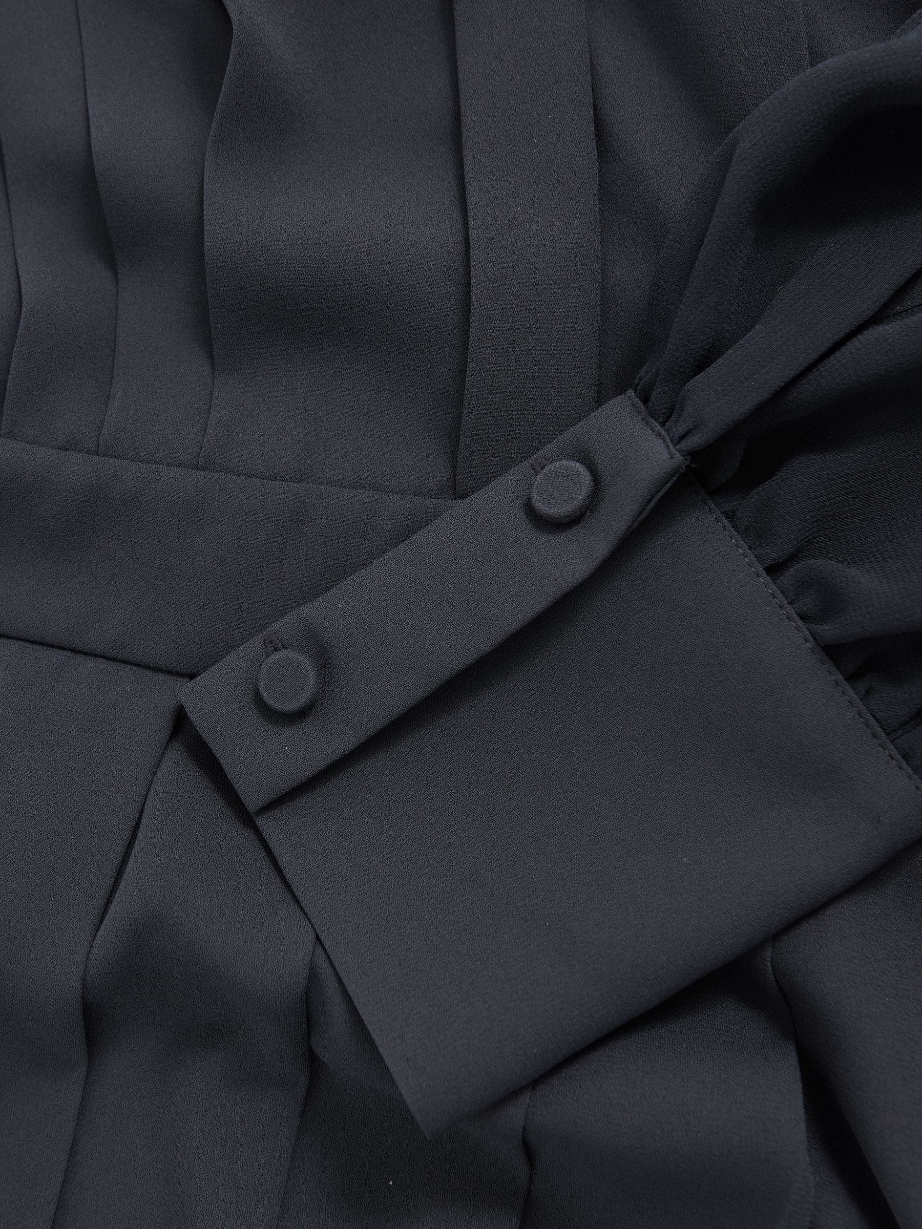 Pleated Sheer-Sleeve Mini Dress in Navy - image 4