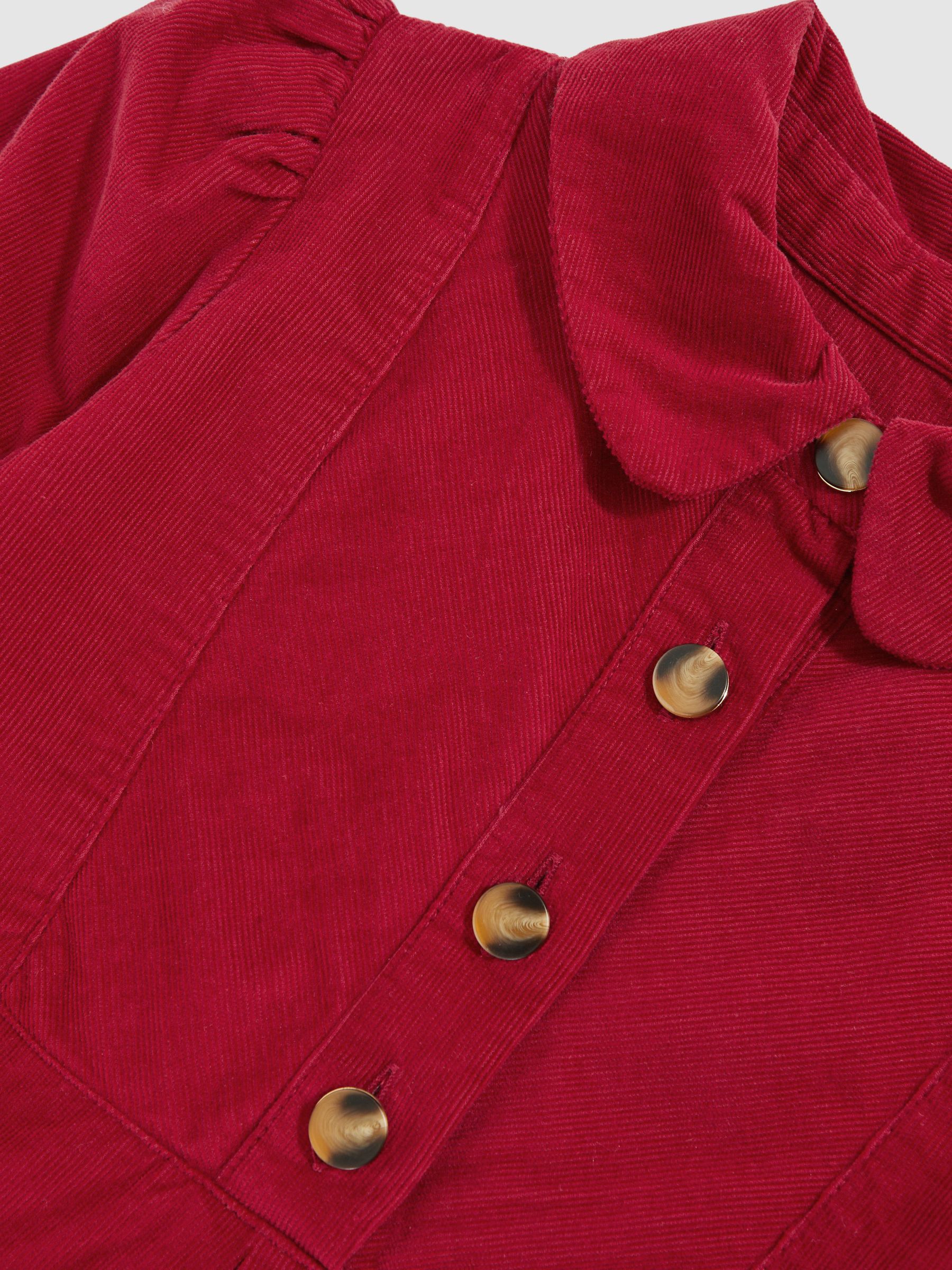 Corduroy Long-Sleeve Collared Dress in Red - Image 4 of 4