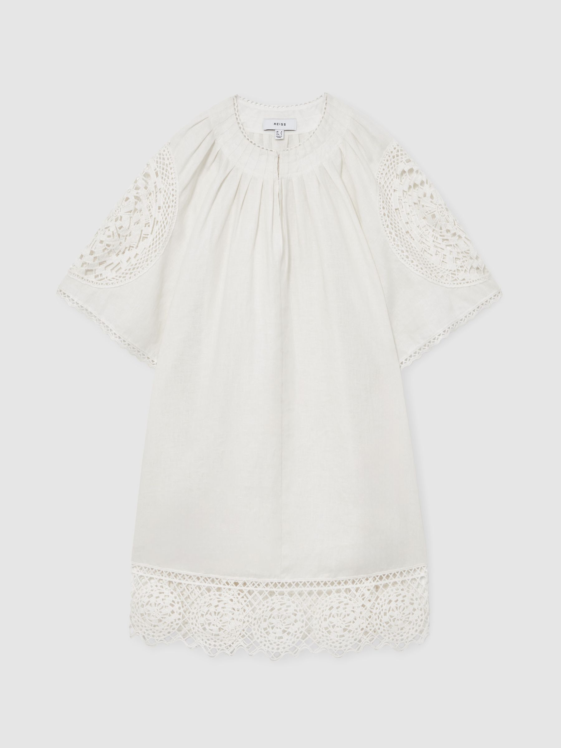 【海外限定】REISSワンピース☆Ivory Carina Linen Embroidered REISS | Carina Linen Embroidered Shift Dress in Ivory