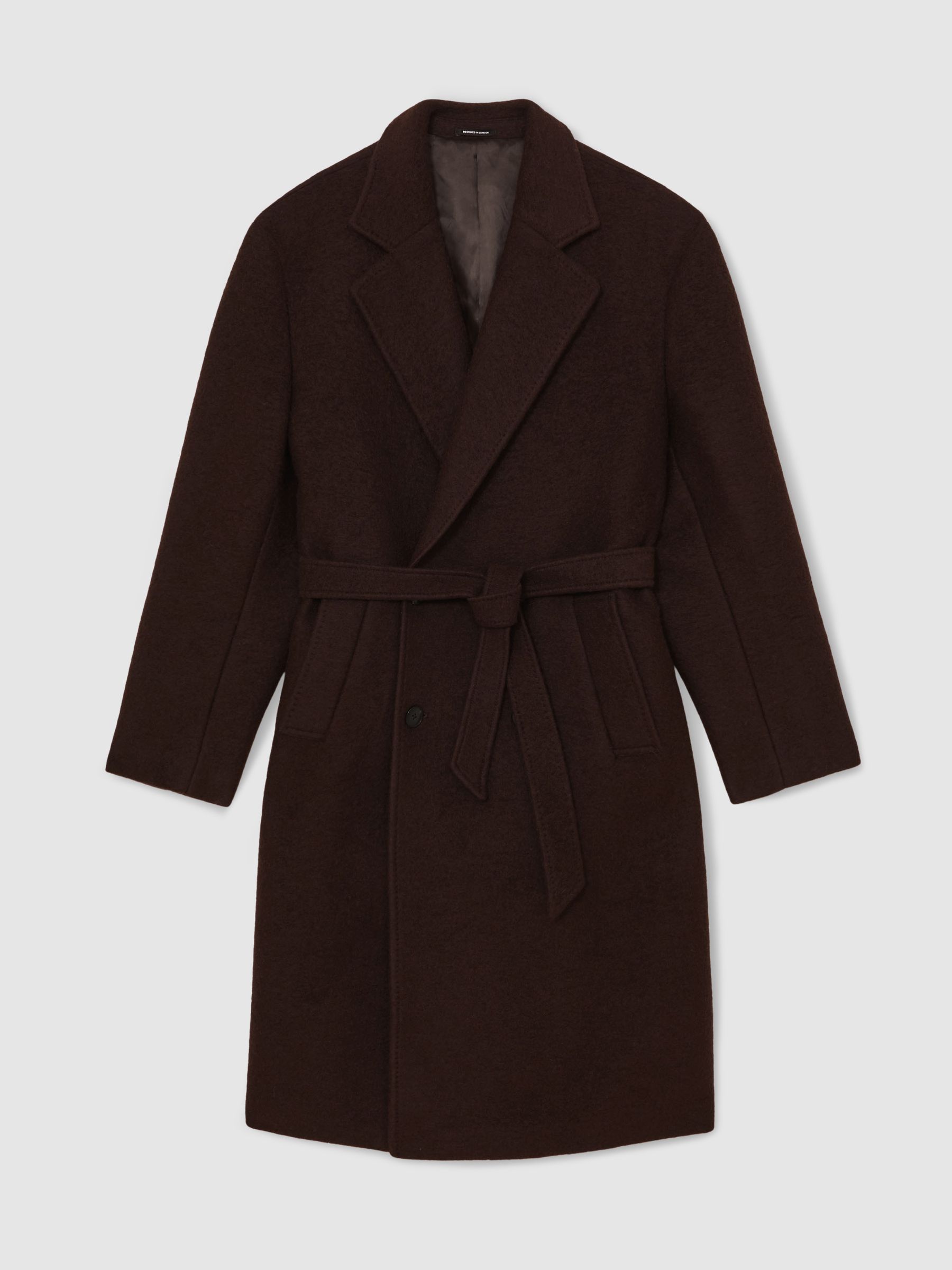 Boucle Double-Breasted Overcoat Wool-Blend in Chocolate Brown - image 1