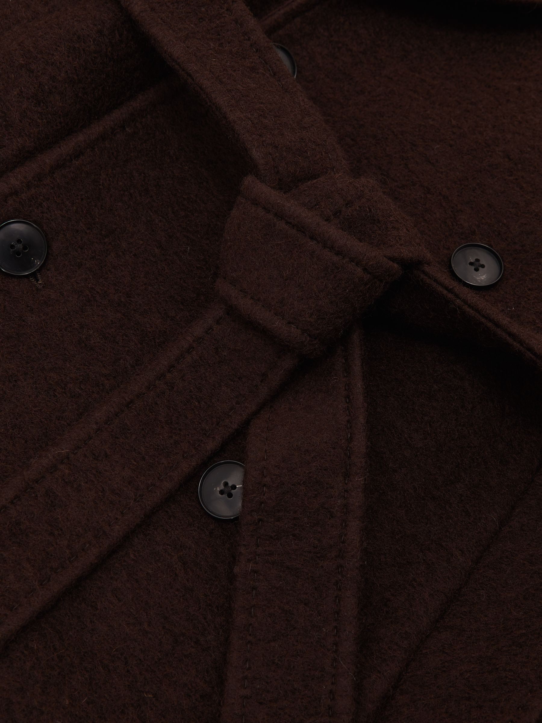 Boucle Double-Breasted Overcoat Wool-Blend in Chocolate Brown - image 2