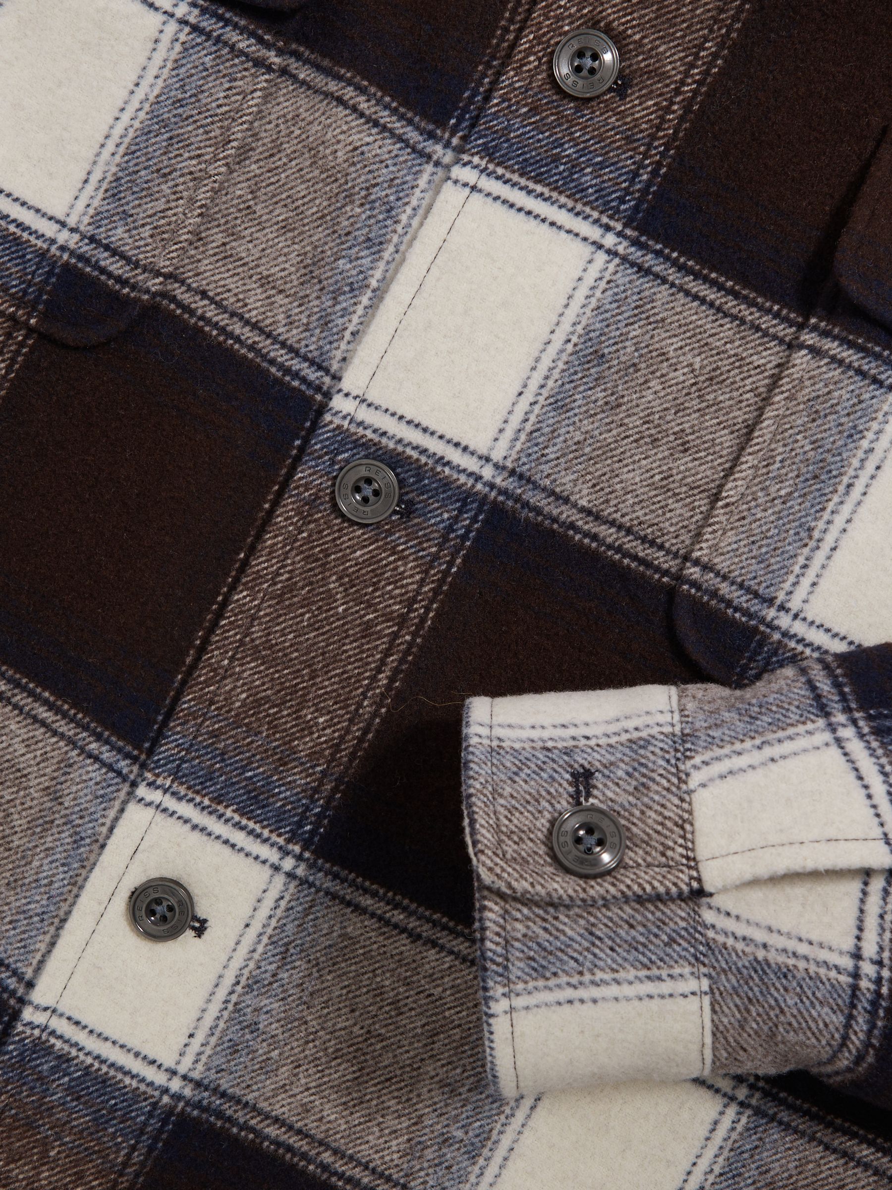 Wool-Blend Check Overshirt in Navy Multi - image 3