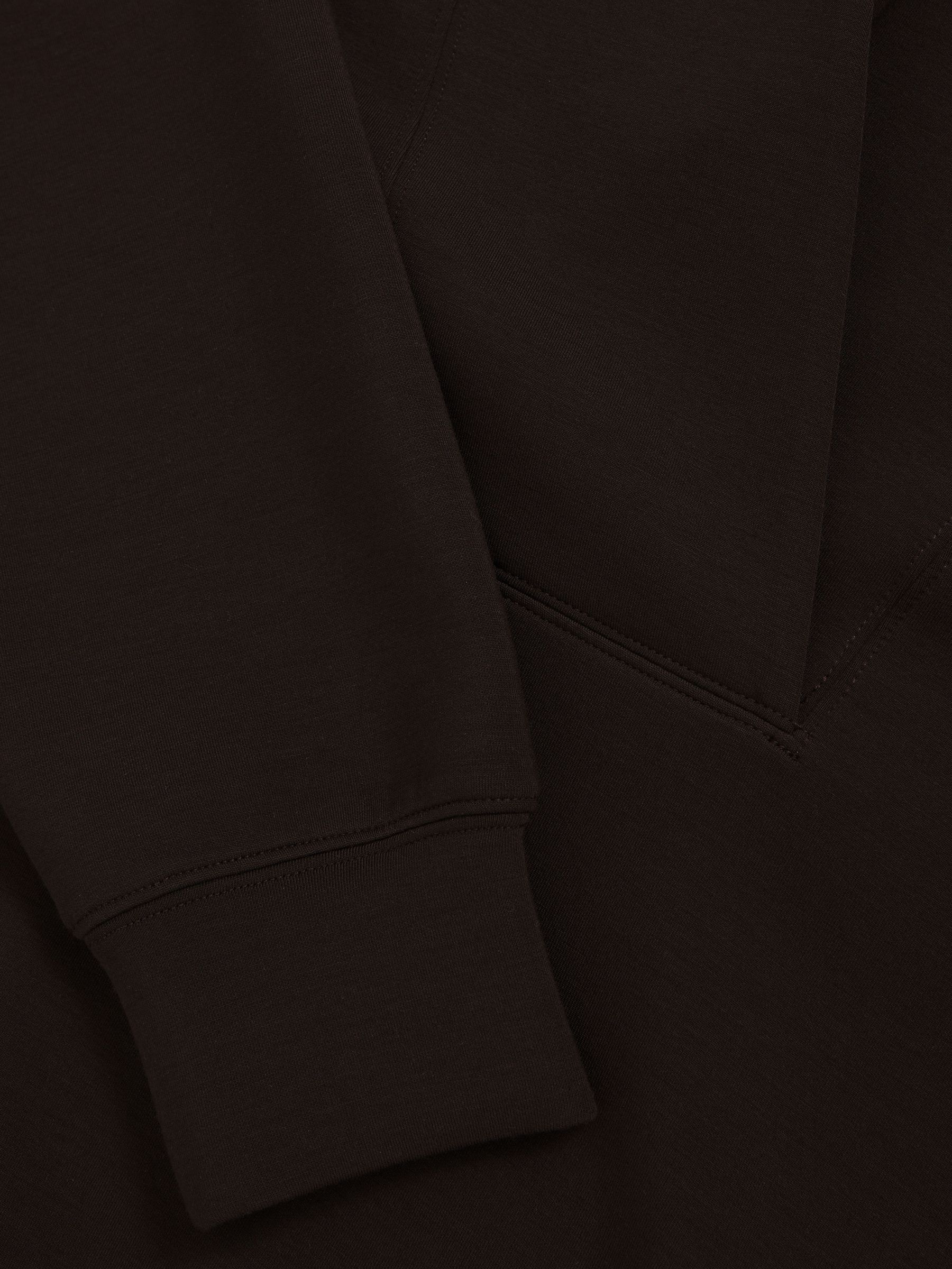Premium Interlock Shawl-Neck Sweatshirt with Modal in Dark Chocolate - image 3
