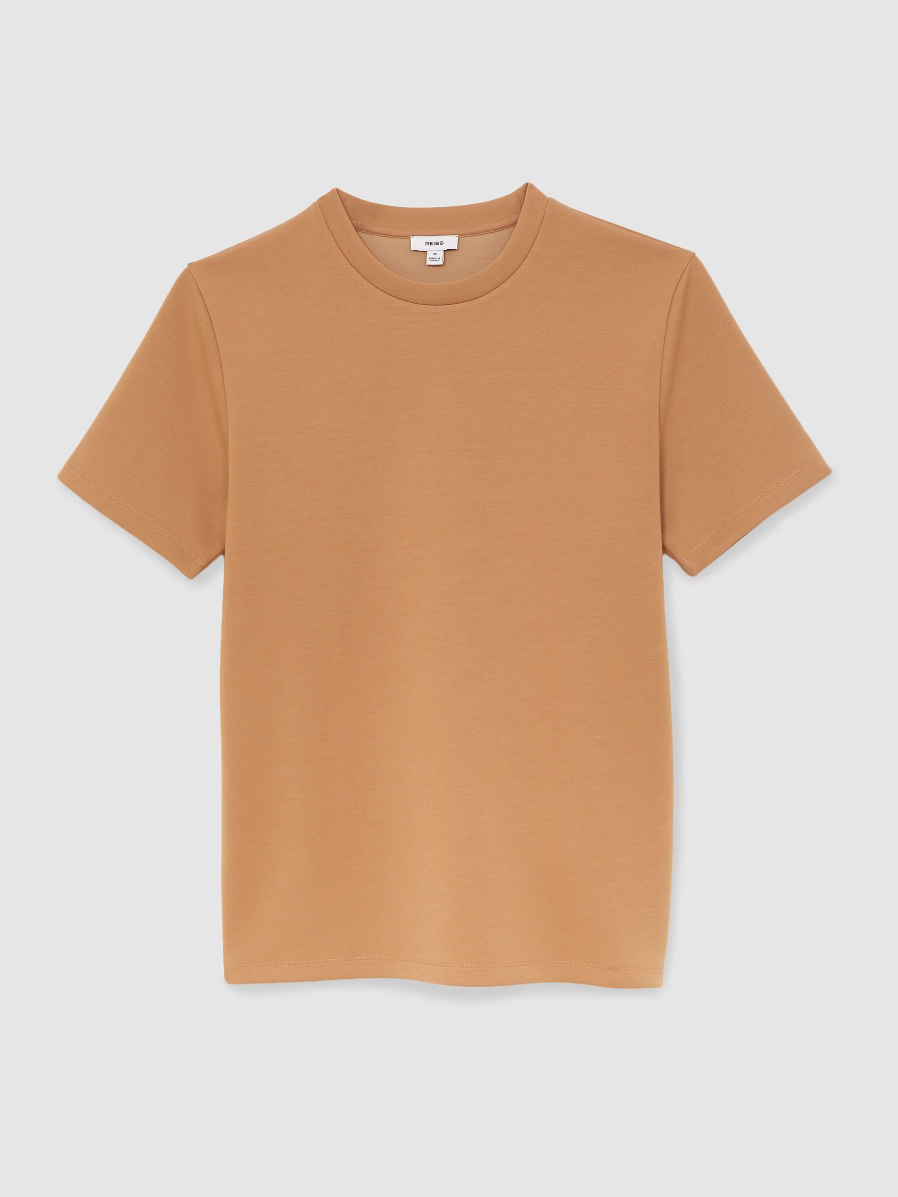 Interlock Jersey Crew Neck T-Shirt in Light Camel Brown - Image 2 of 5
