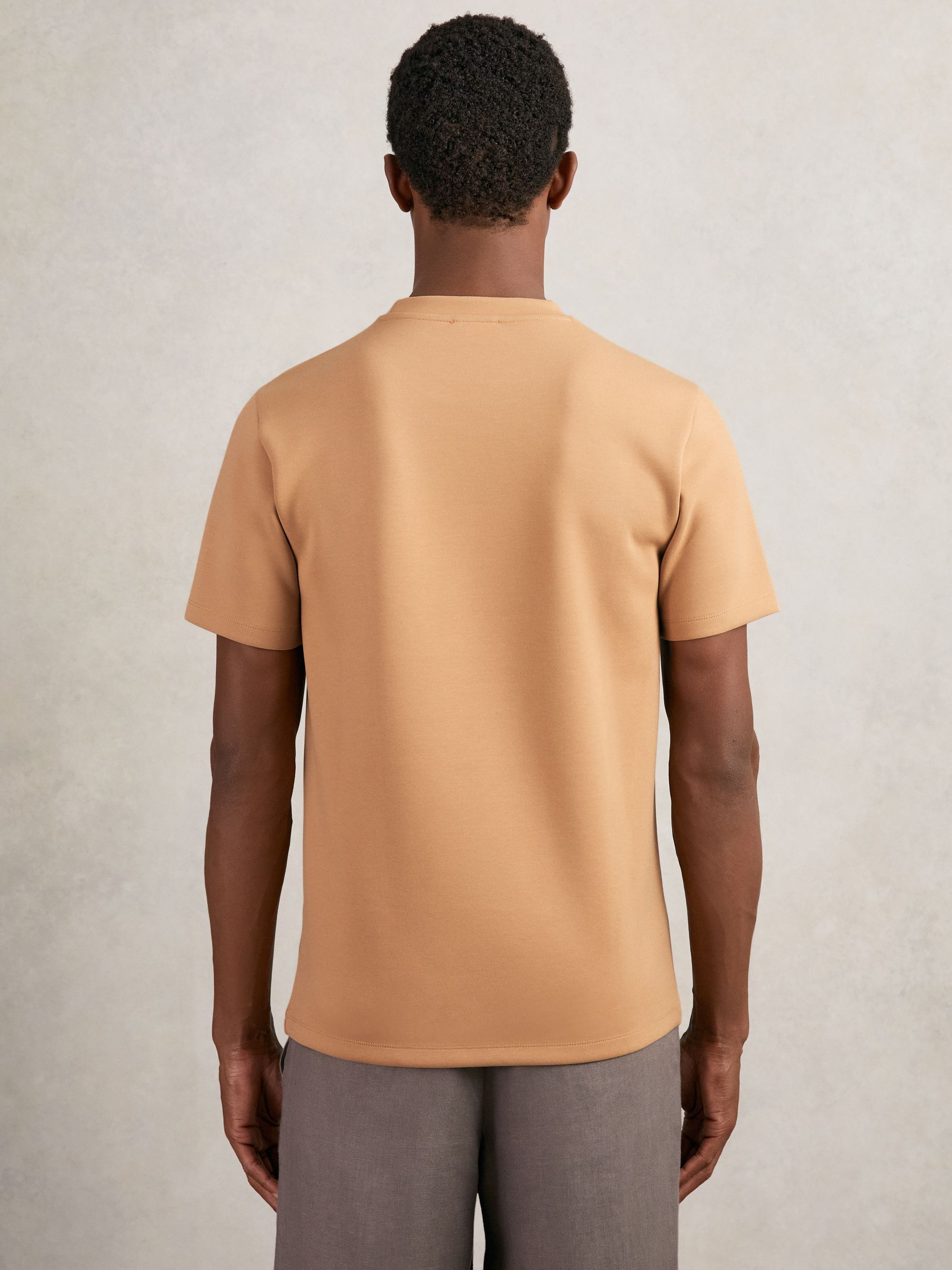 Interlock Jersey Crew Neck T-Shirt in Light Camel Brown - Image 4 of 5