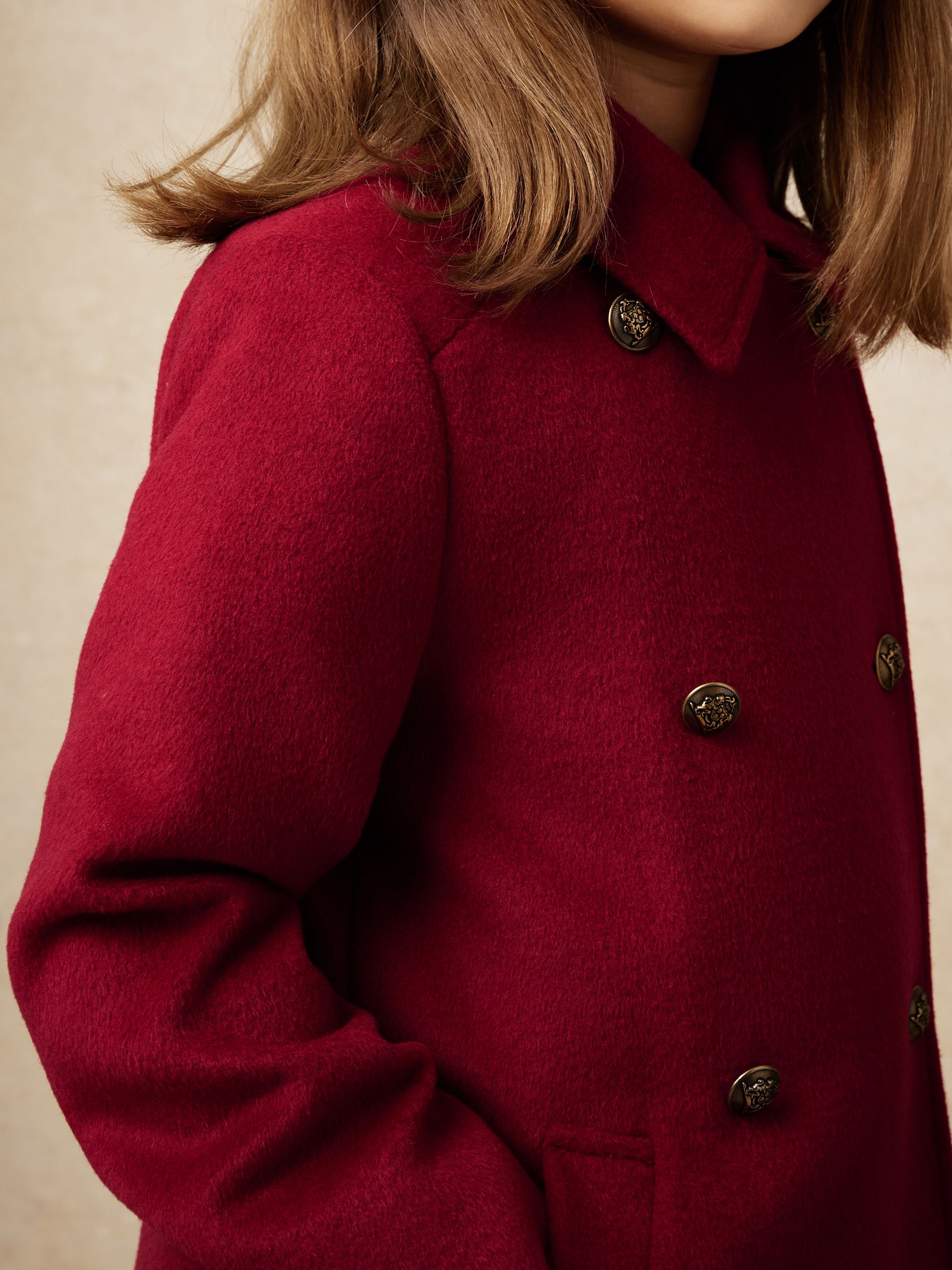 13-14 yrs Wool-Blend Double-Breasted Coat in Red - Image 5 of 6