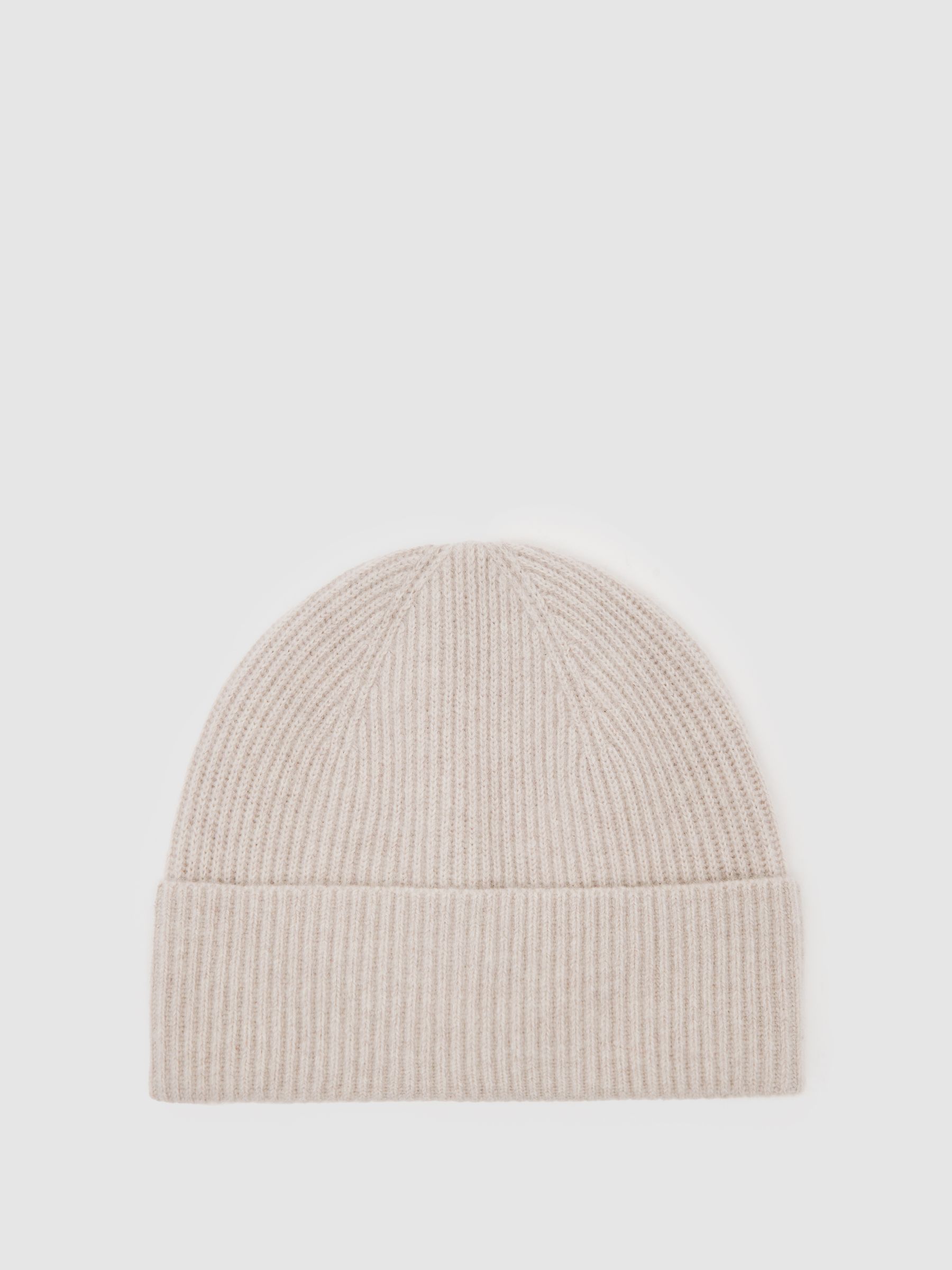 Merino Wool Rib-Knit Beanie in Light Oatmeal Melange - Image 1 of 3
