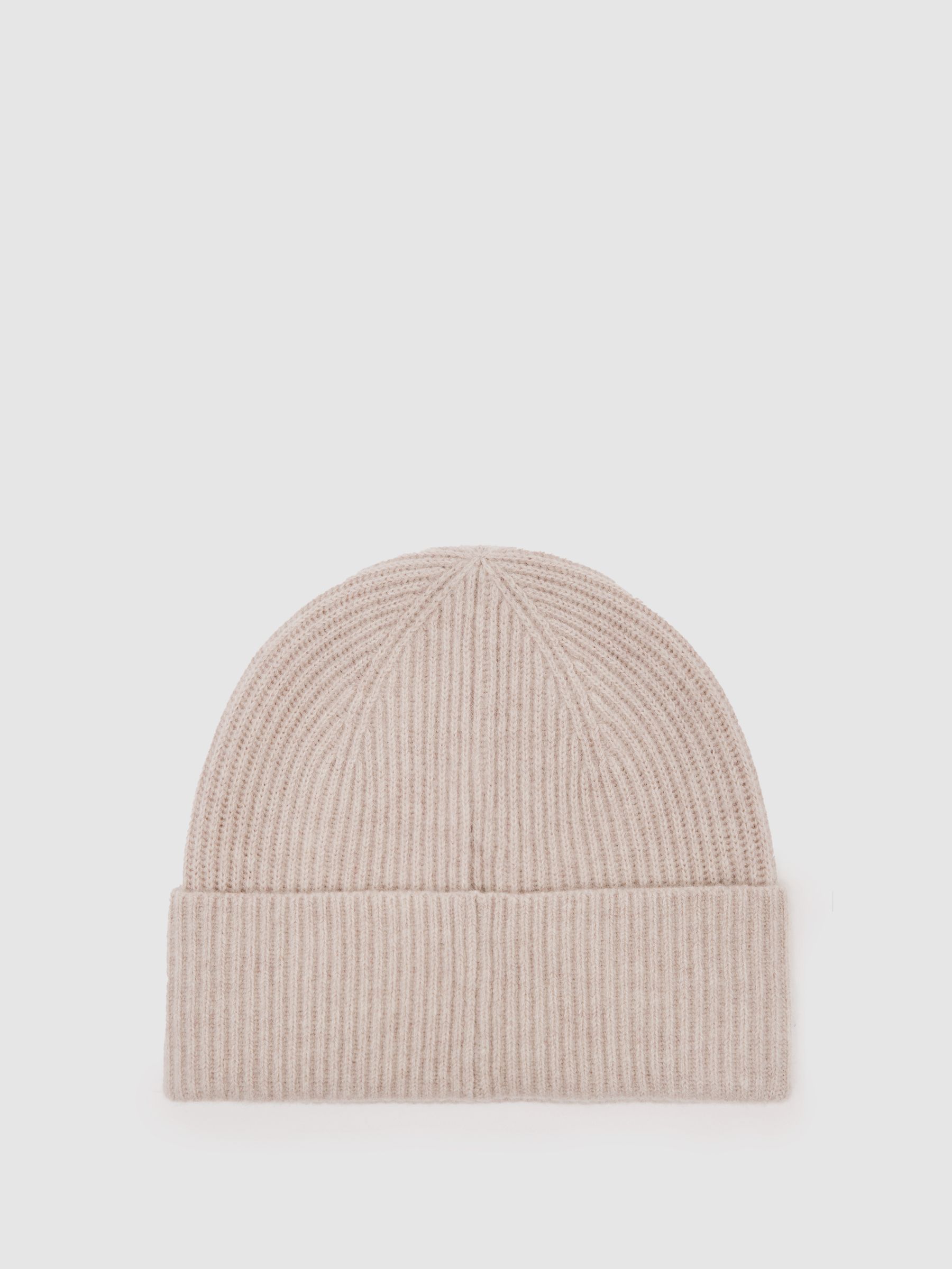 Merino Wool Rib-Knit Beanie in Light Oatmeal Melange - Image 2 of 3