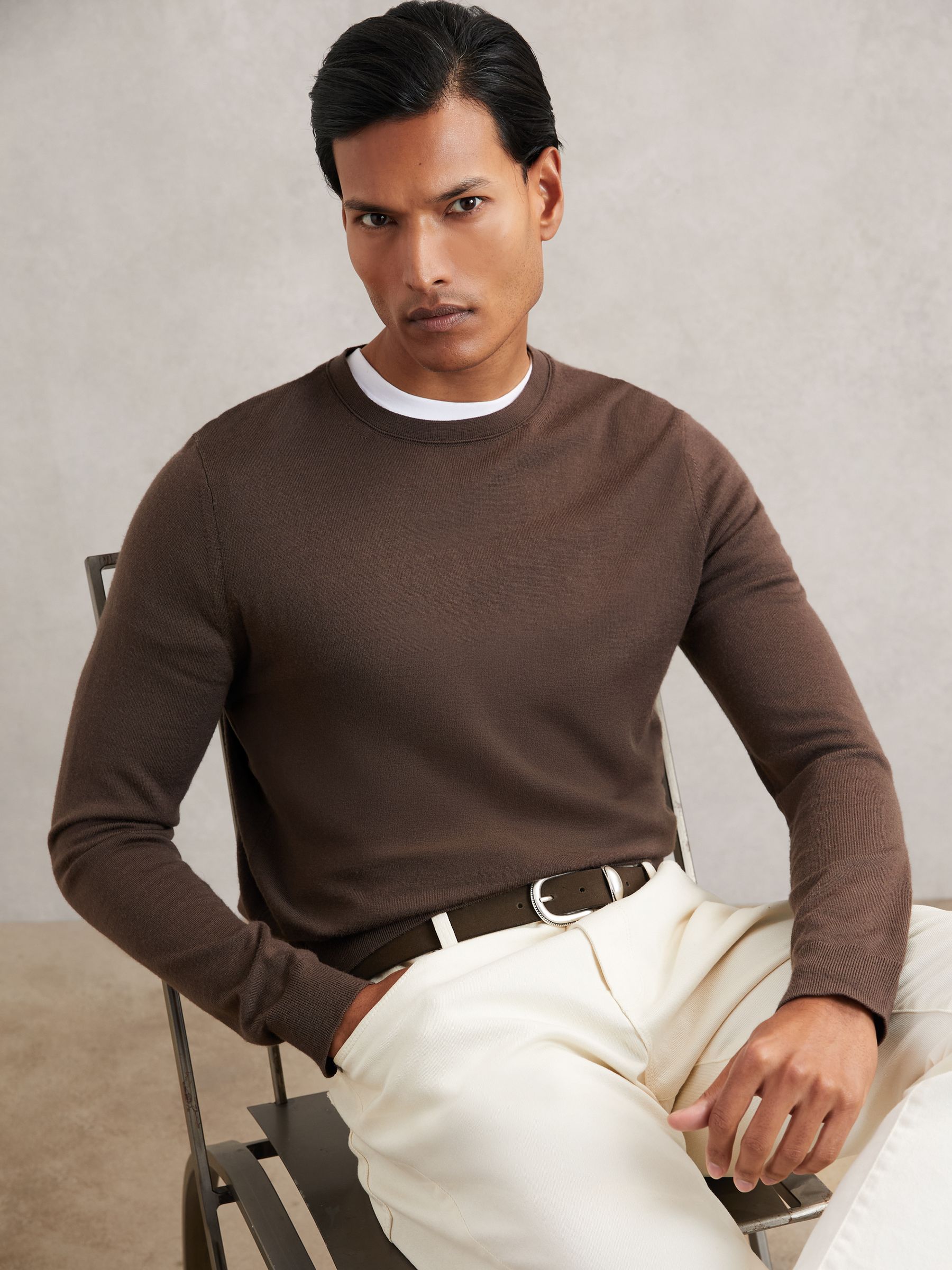 Suede Western-Style Belt in Dark Brown - Image 2 of 4