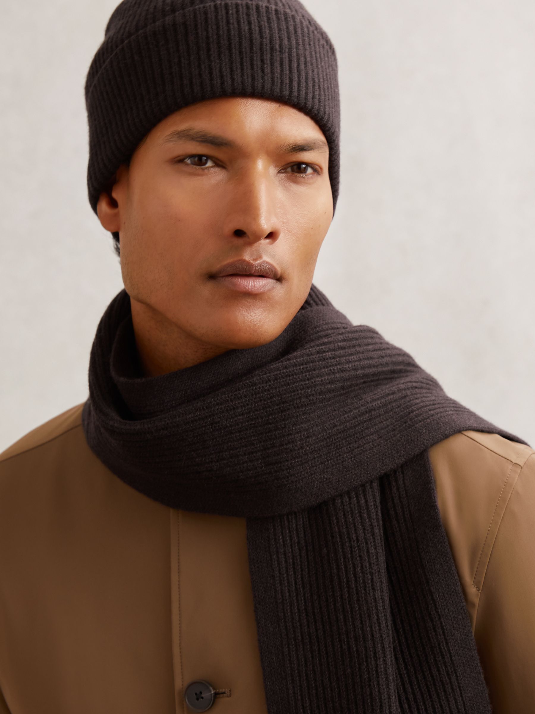 Wool Scarf and Beanie Gift Set in Chocolate Brown - image 3