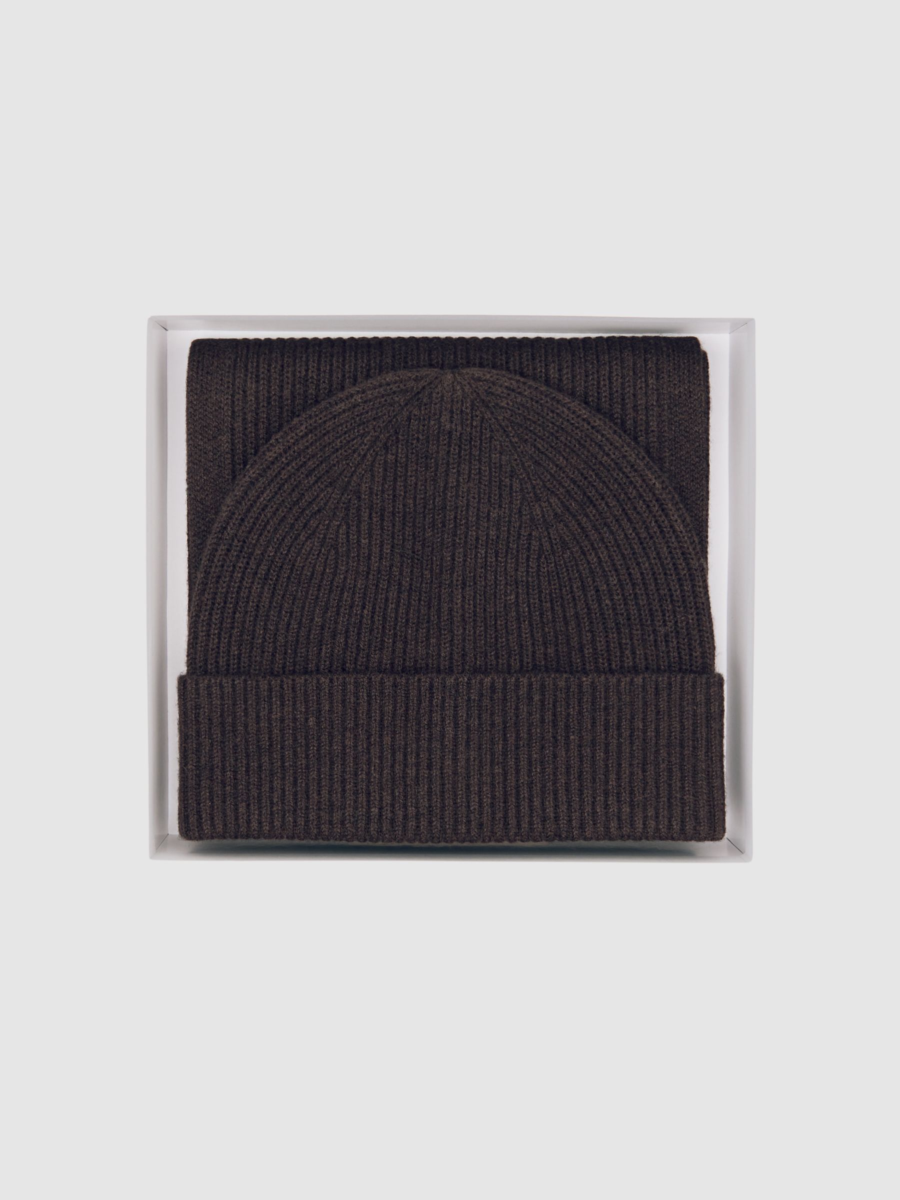 Merino Wool Scarf and Beanie Gift Set in Chocolate Brown - Image 6 of 7