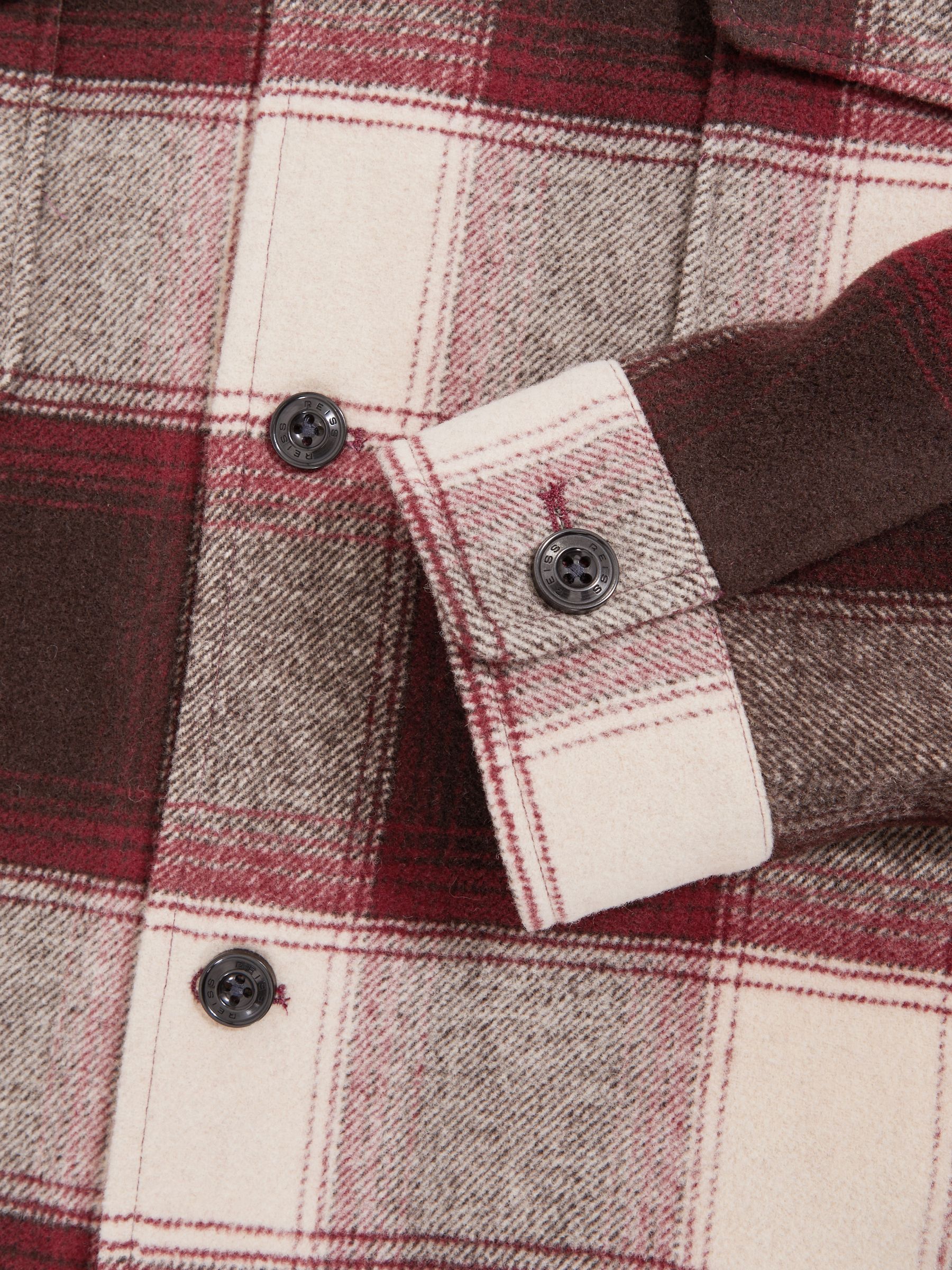 Wool-Blend Check Overshirt in Bordeaux - image 3