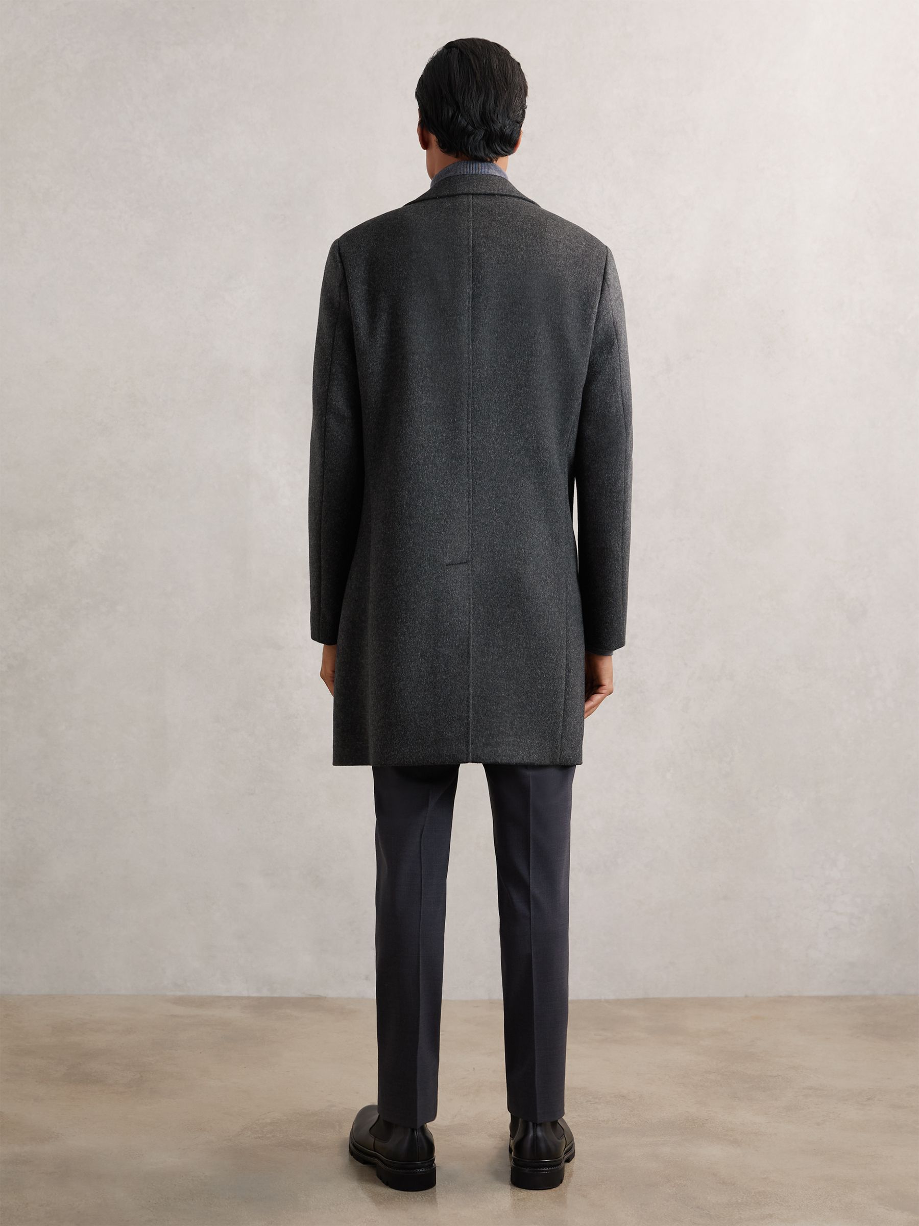 Wool-Blend Double-Breasted Overcoat in Charcoal Grey - Image 5 of 6