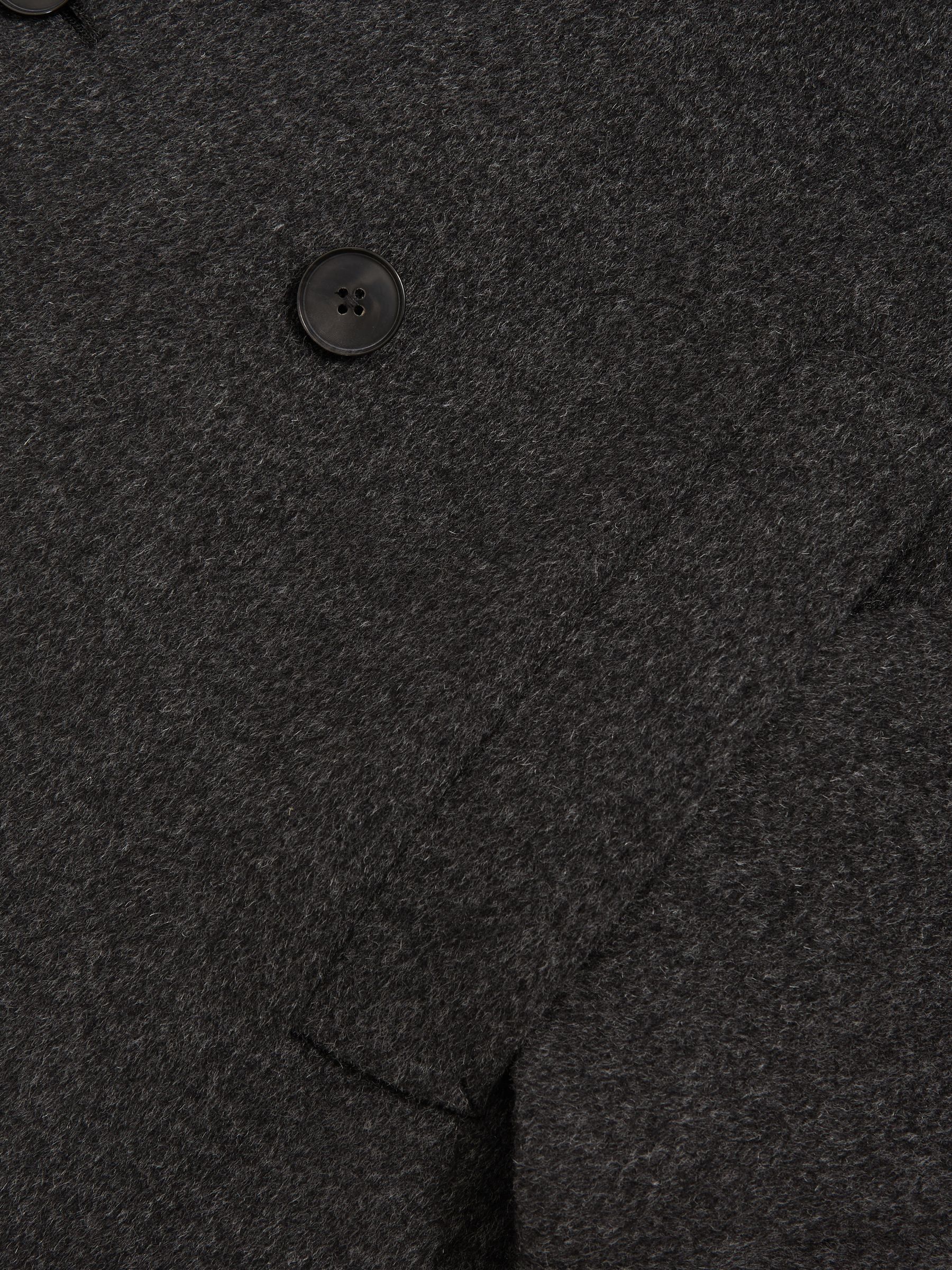 Wool-Blend Double-Breasted Overcoat in Charcoal Grey - image 3