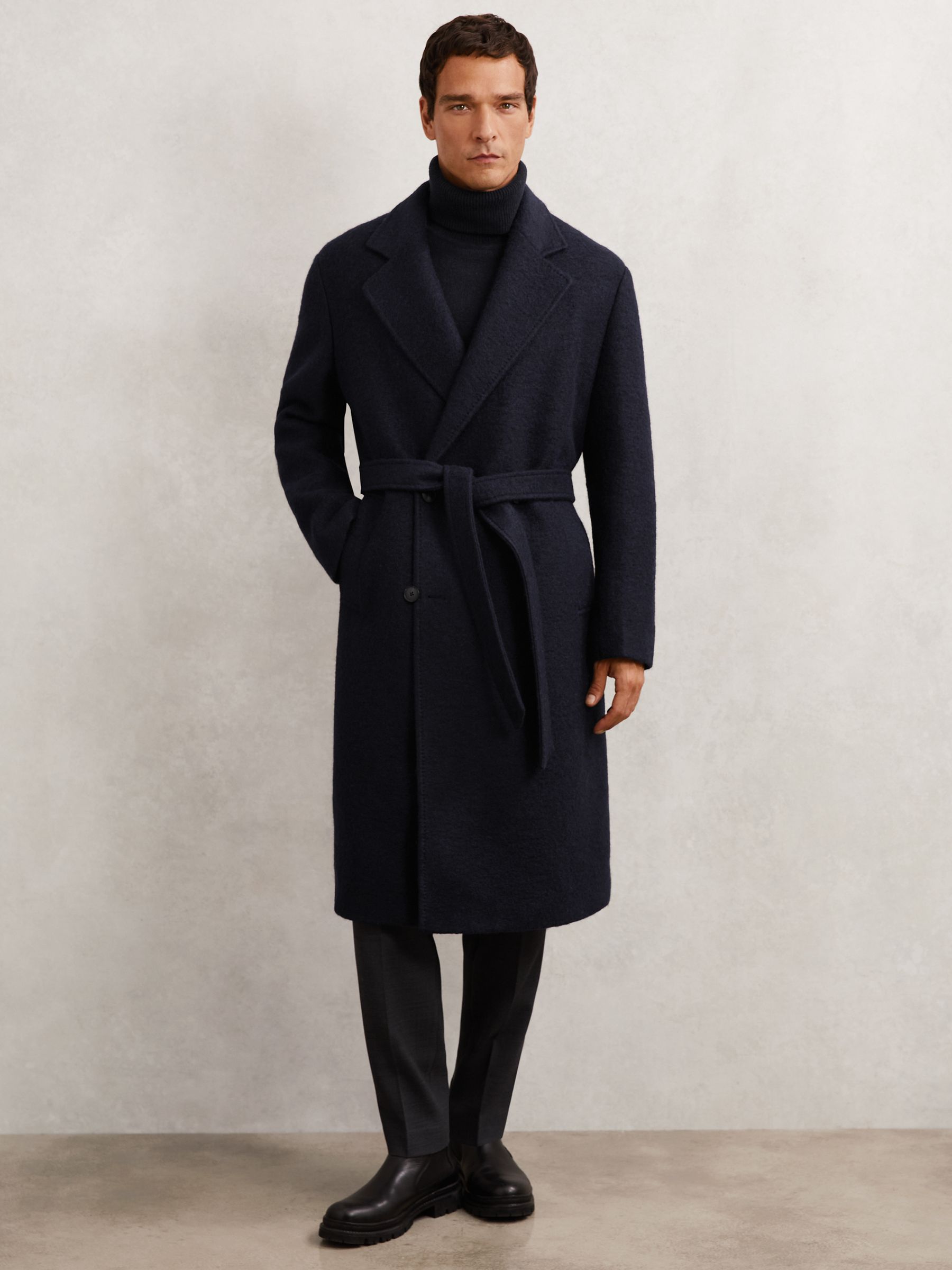 Bouclé Double-breasted Overcoat Wool-blend