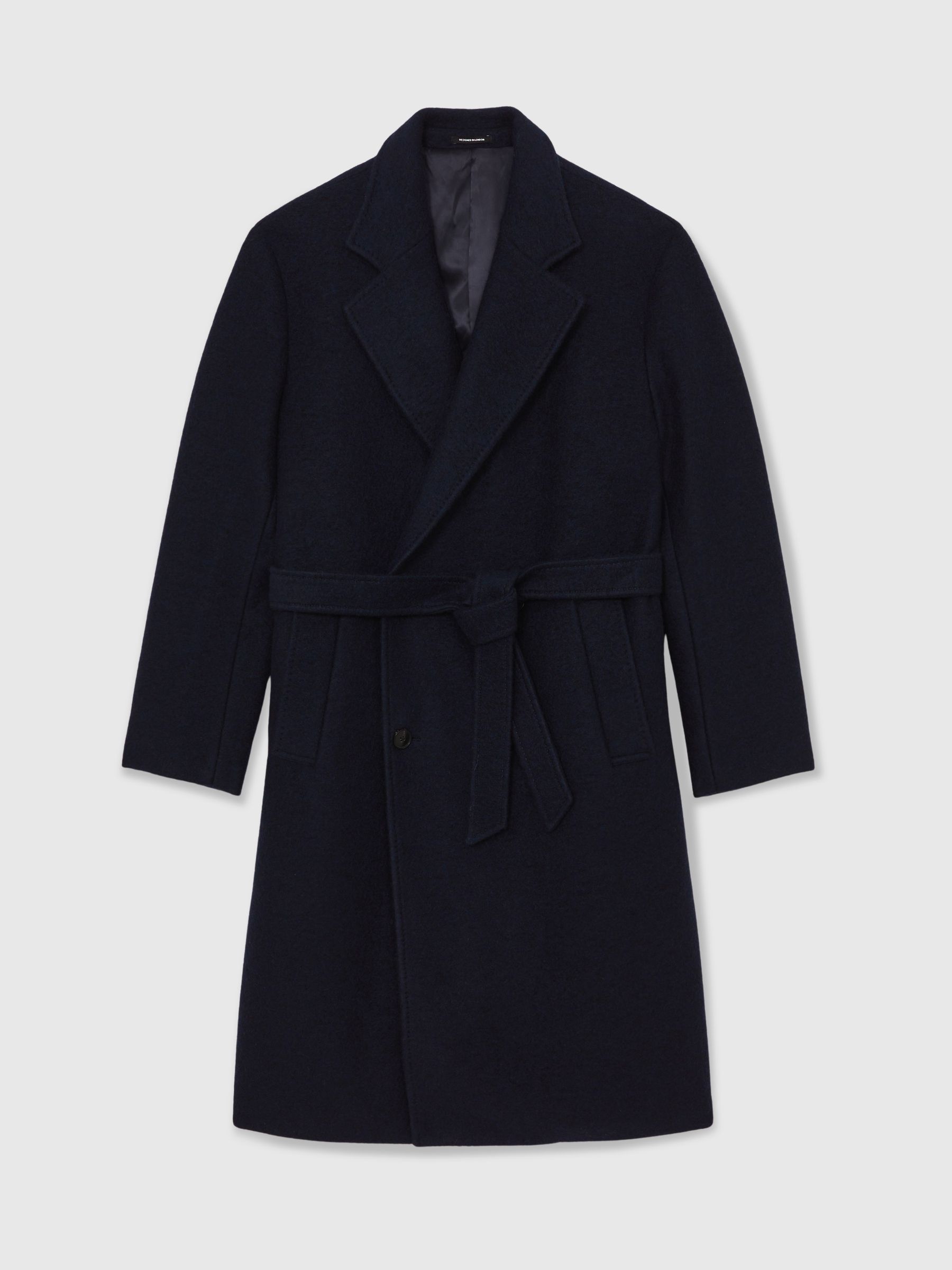 Boucle Double-Breasted Overcoat Wool-Blend in Navy - image 1