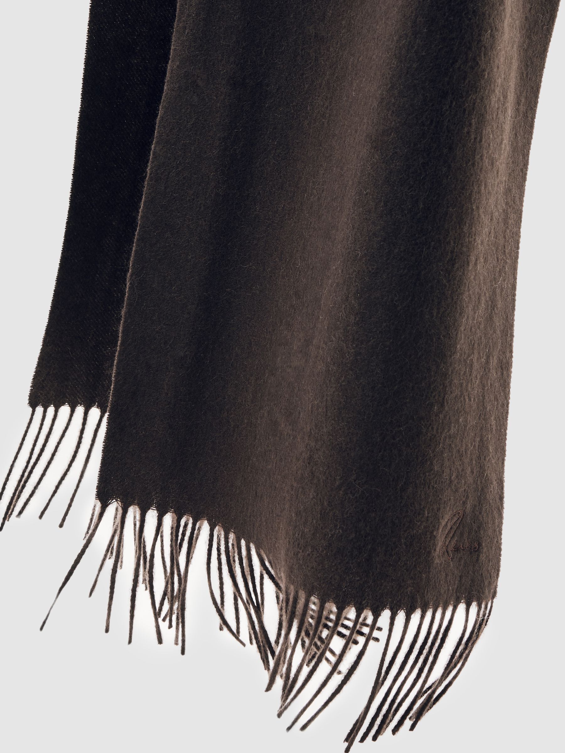 Wool-Cashmere Script-Logo Scarf in Chocolate Brown - image 2