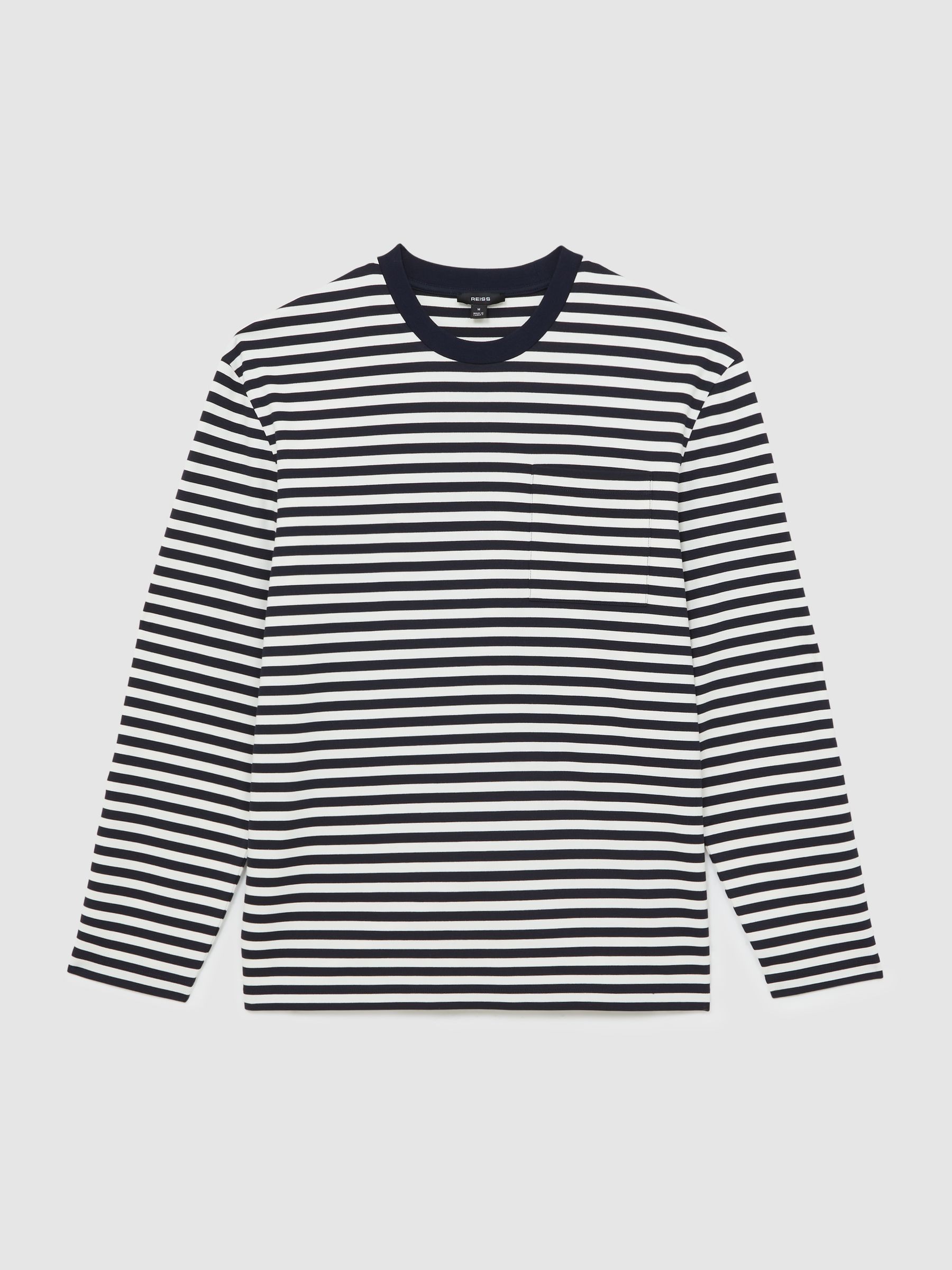 Striped Crew-Neck T-Shirt in Navy/White - Image 2 of 4
