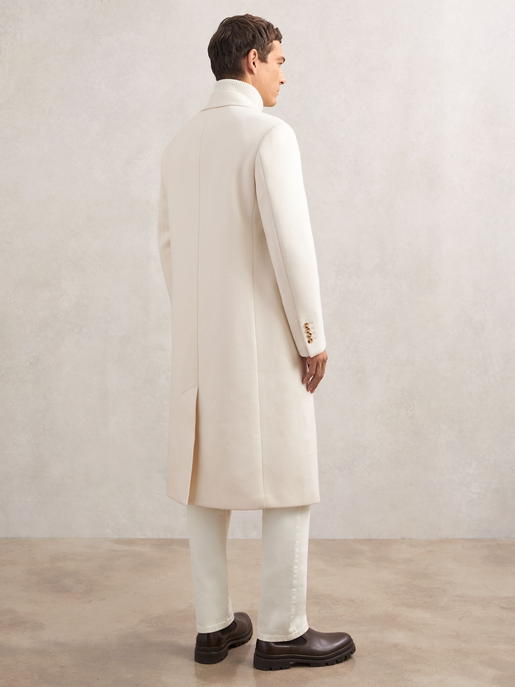 Wool-Blend Double-Breasted Overcoat in White - Image 8 of 10
