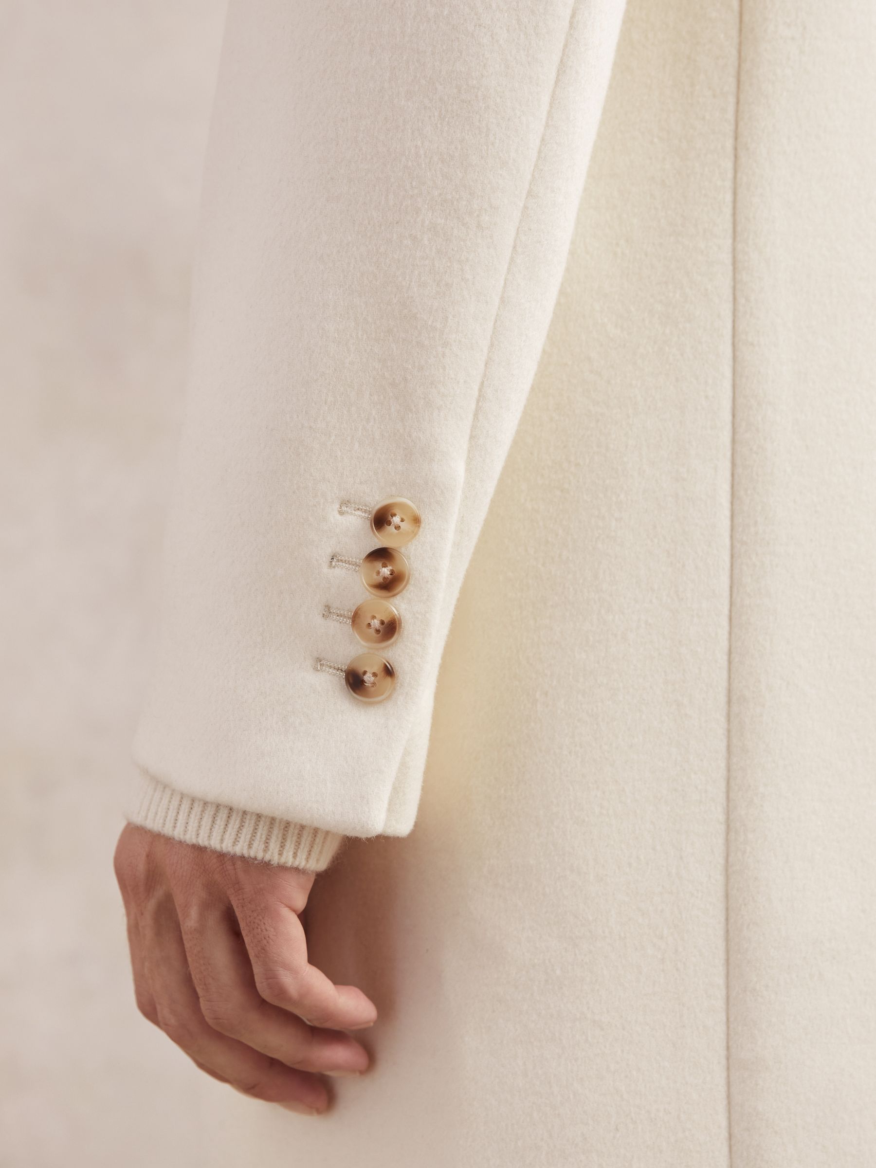 Wool-Blend Double-Breasted Overcoat in White - Image 9 of 10