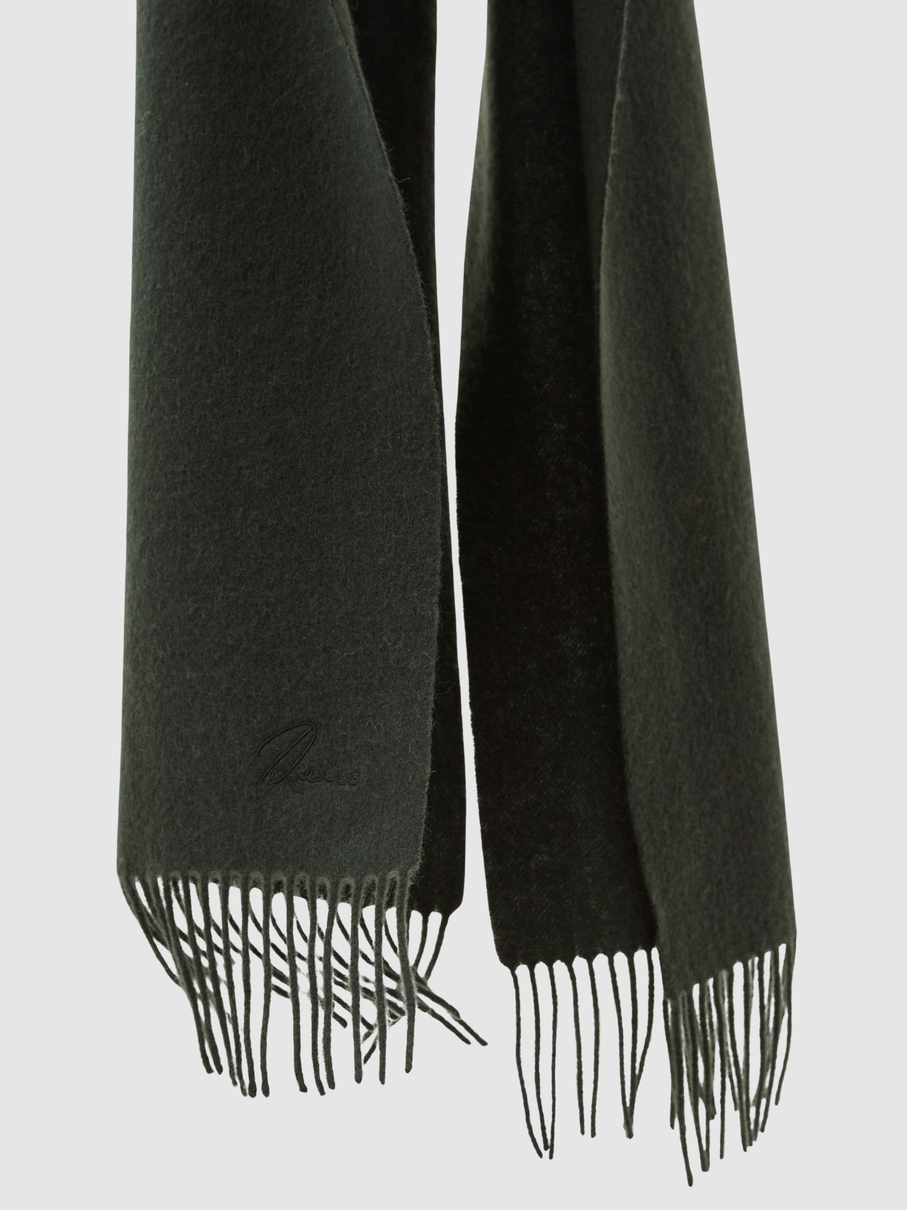 Wool-Cashmere Script-Logo Scarf in Dark Military Green - image 2