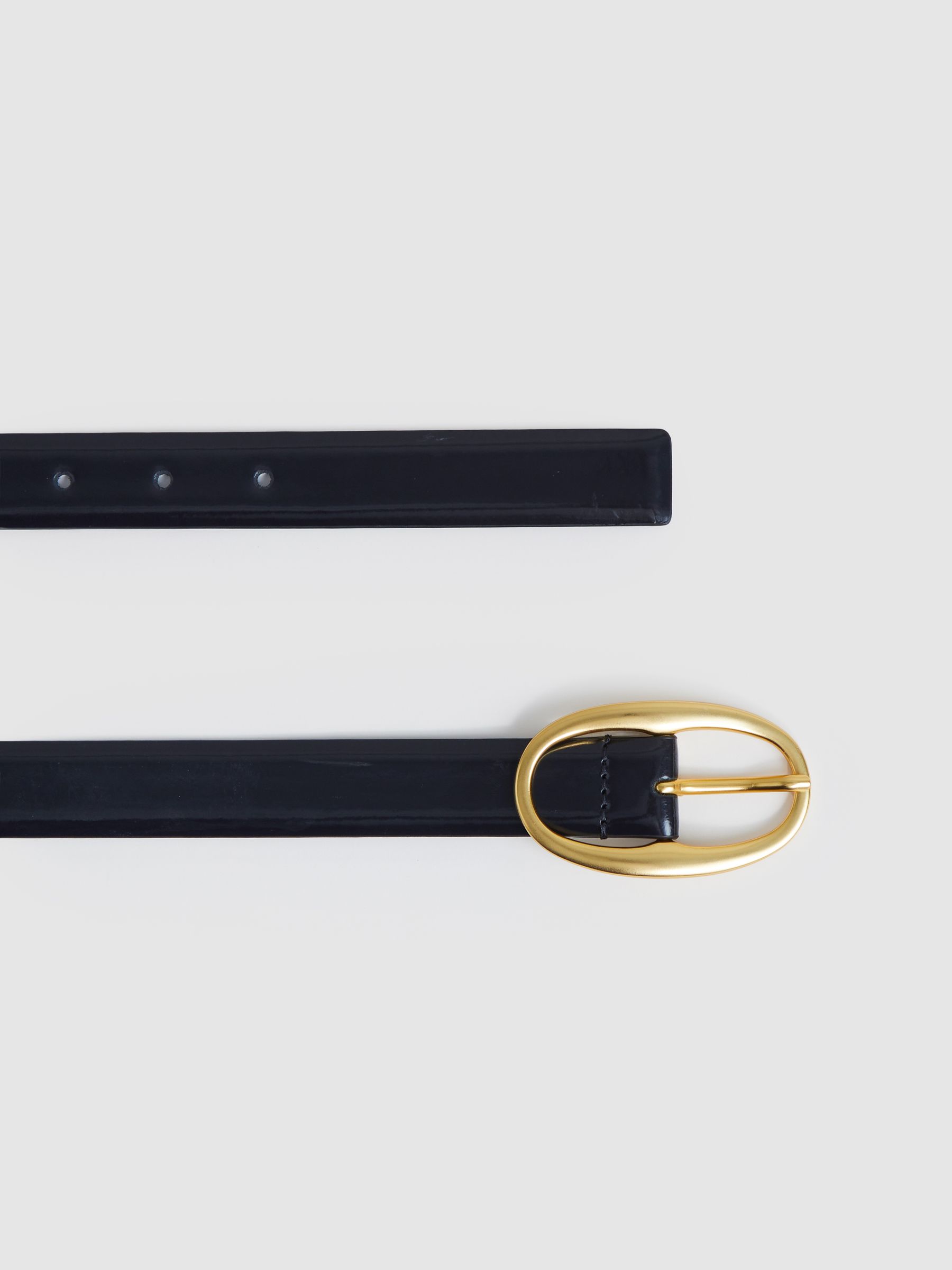 Patent Leather Oval Buckle Belt in Navy - Image 2 of 3