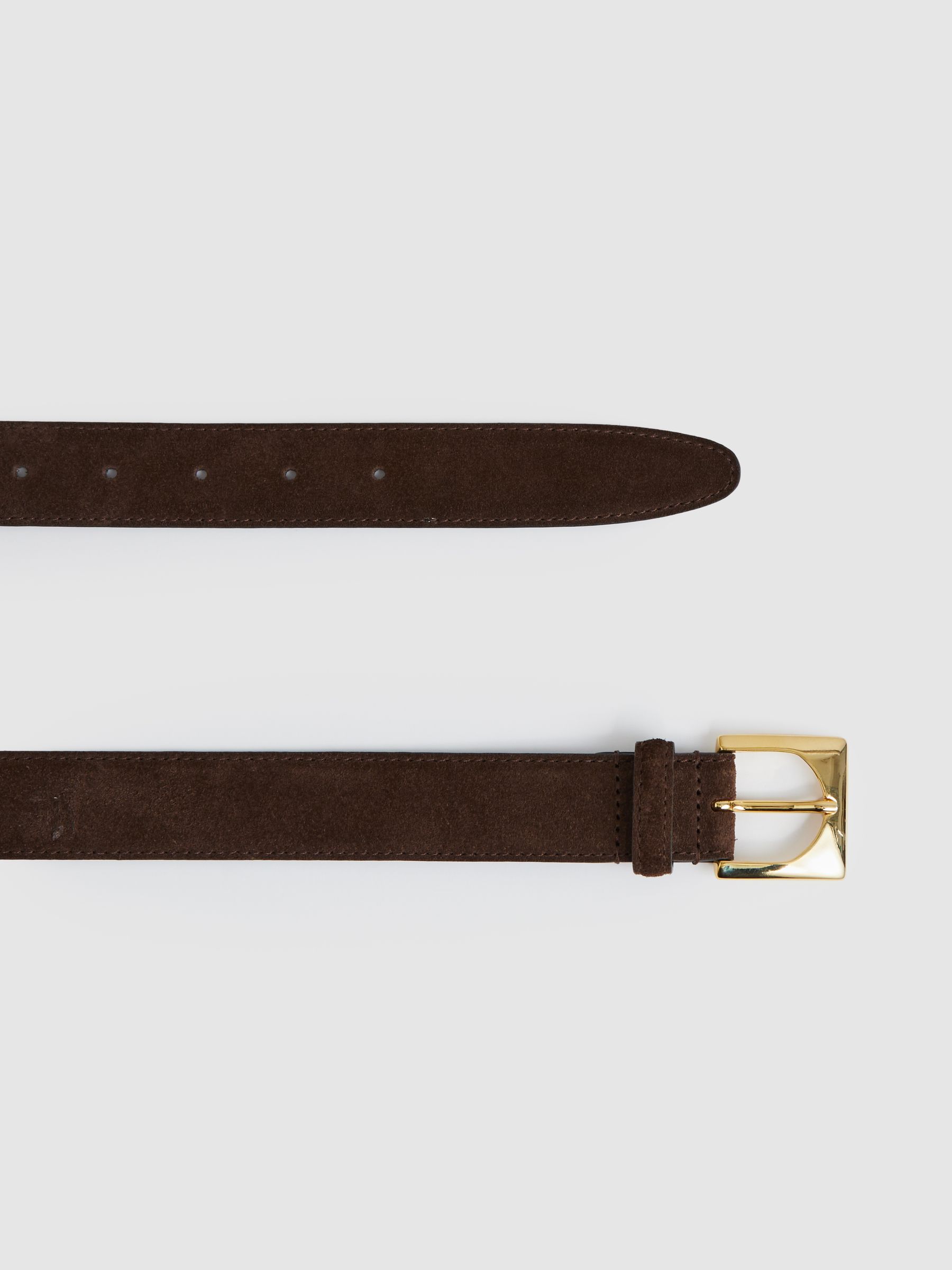 Suede Square-Buckle Belt in Chocolate - image 2