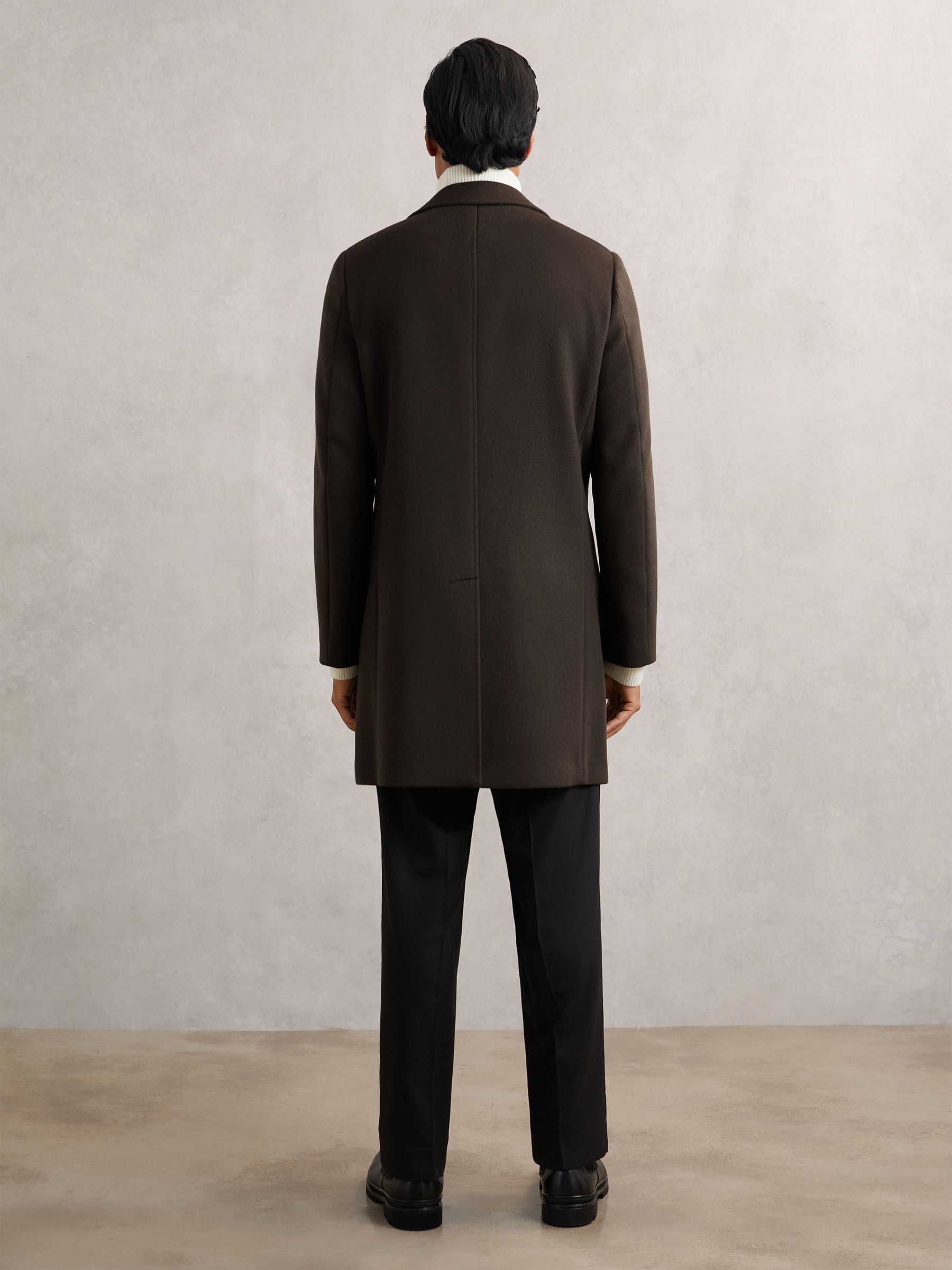 Wool-Blend Double-Breasted Overcoat in Dark Khaki Green - image 4