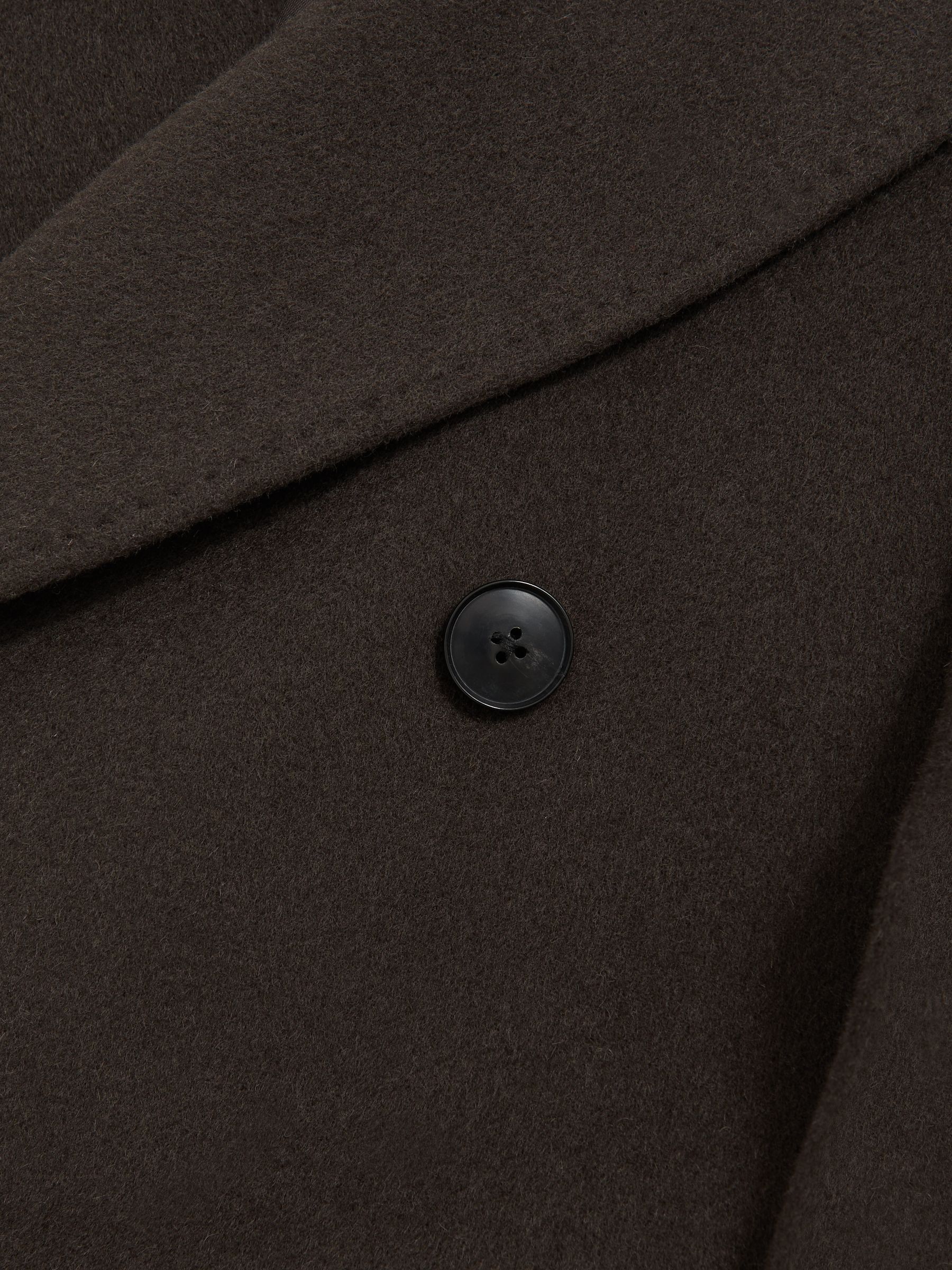 Wool-Blend Double-Breasted Overcoat in Dark Khaki Green - image 3