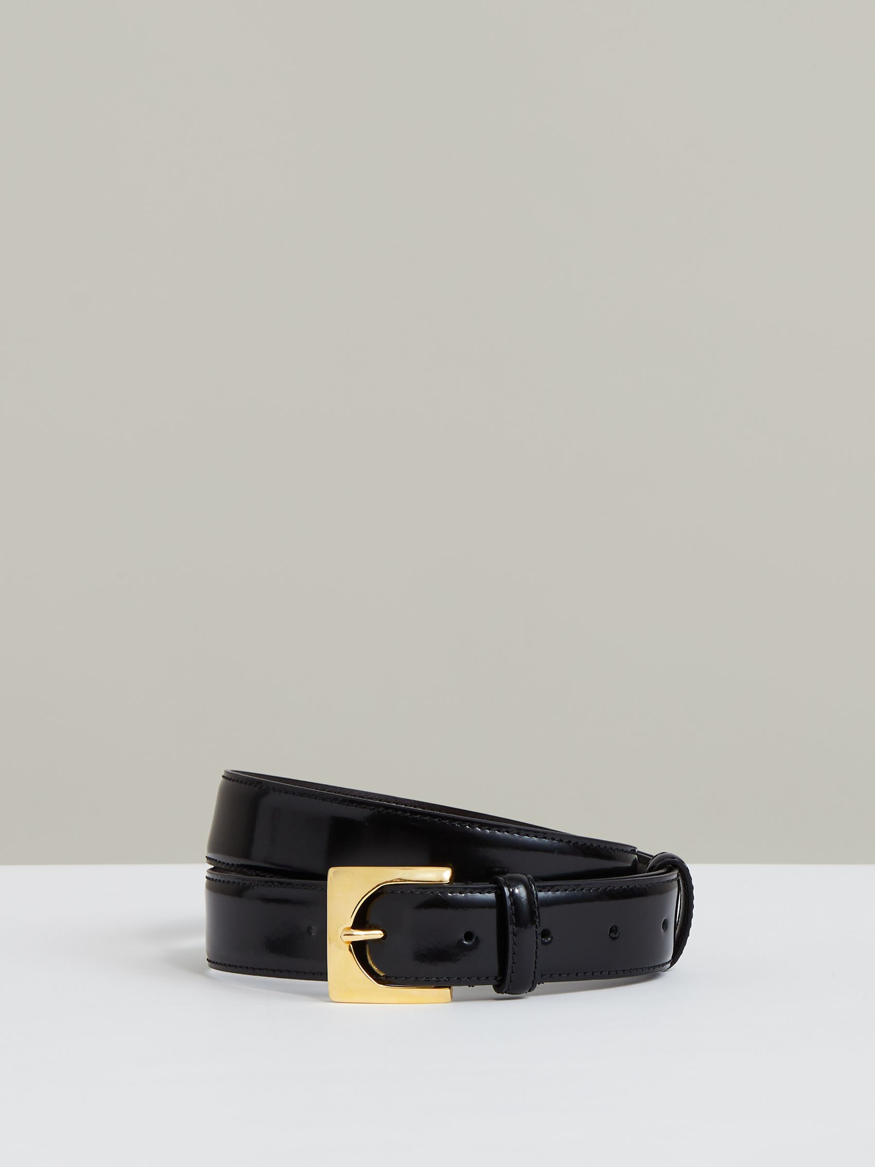 Suede Square-Buckle Belt in Black - Image 1 of 4 Suede Square-Buckle Belt in Black - Image 1 of 4